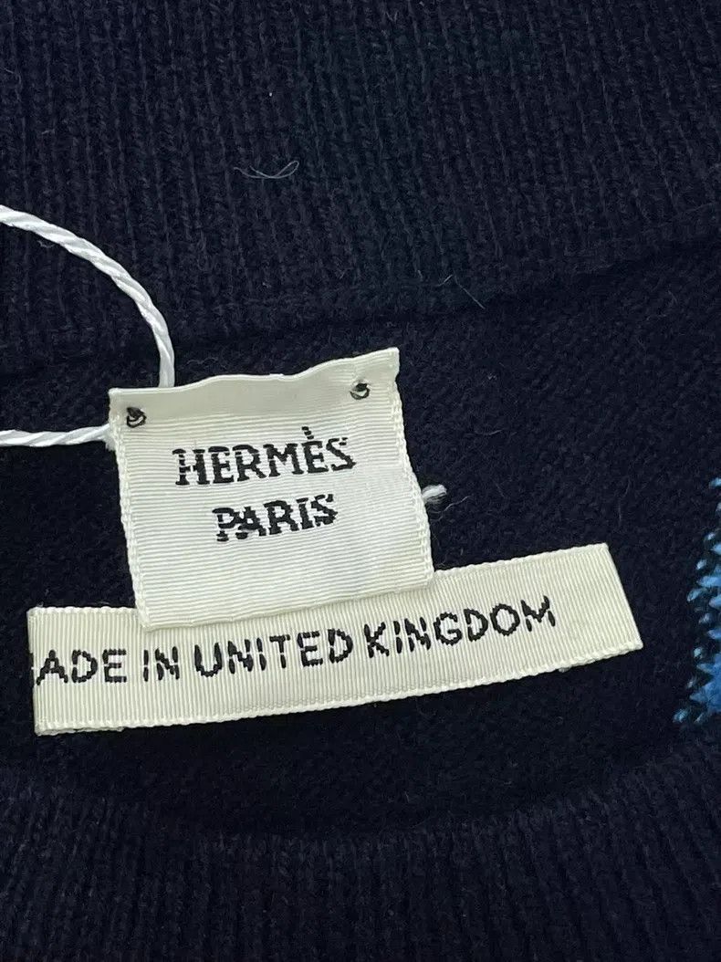 Hermes Hermes Blue and Black Cashmere Short Sleeve Top Size XS / US 0-2 / IT 36-38 - 3 Thumbnail