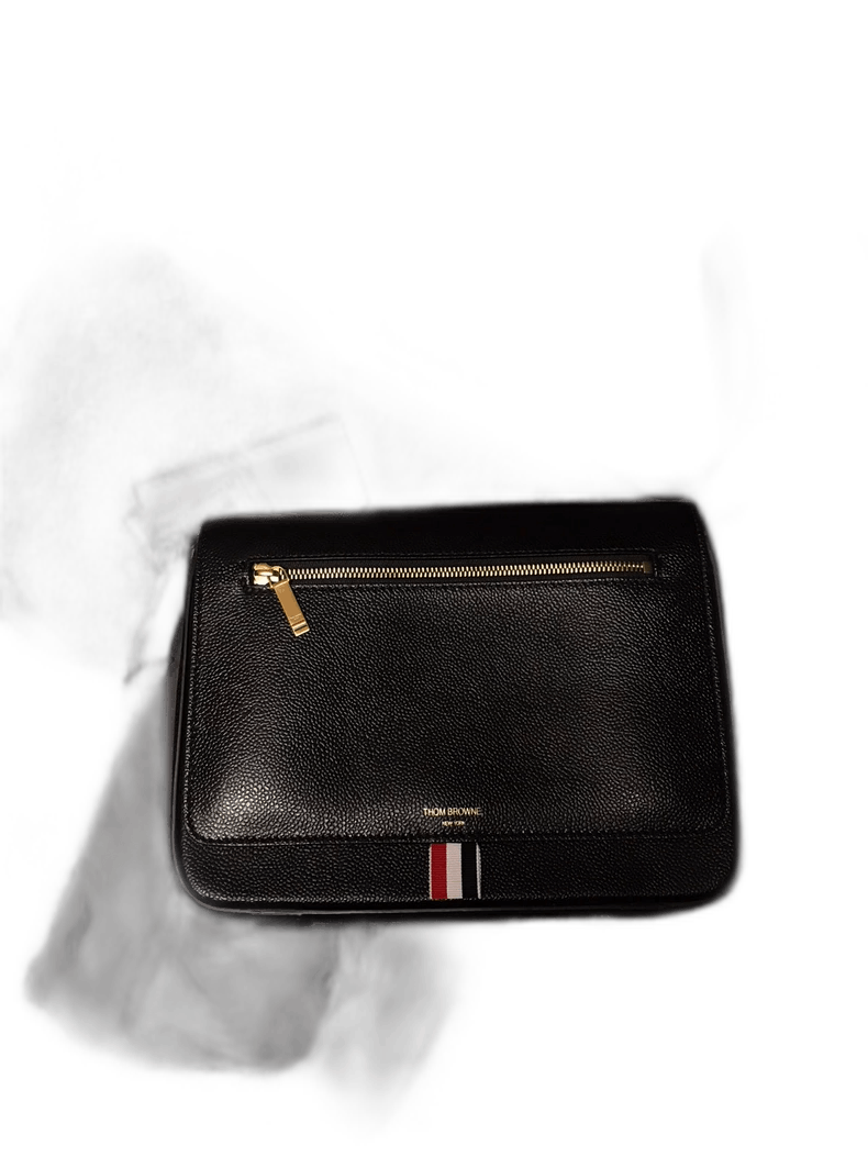 Thom Browne Leather Messenger Bag in Black, Women's