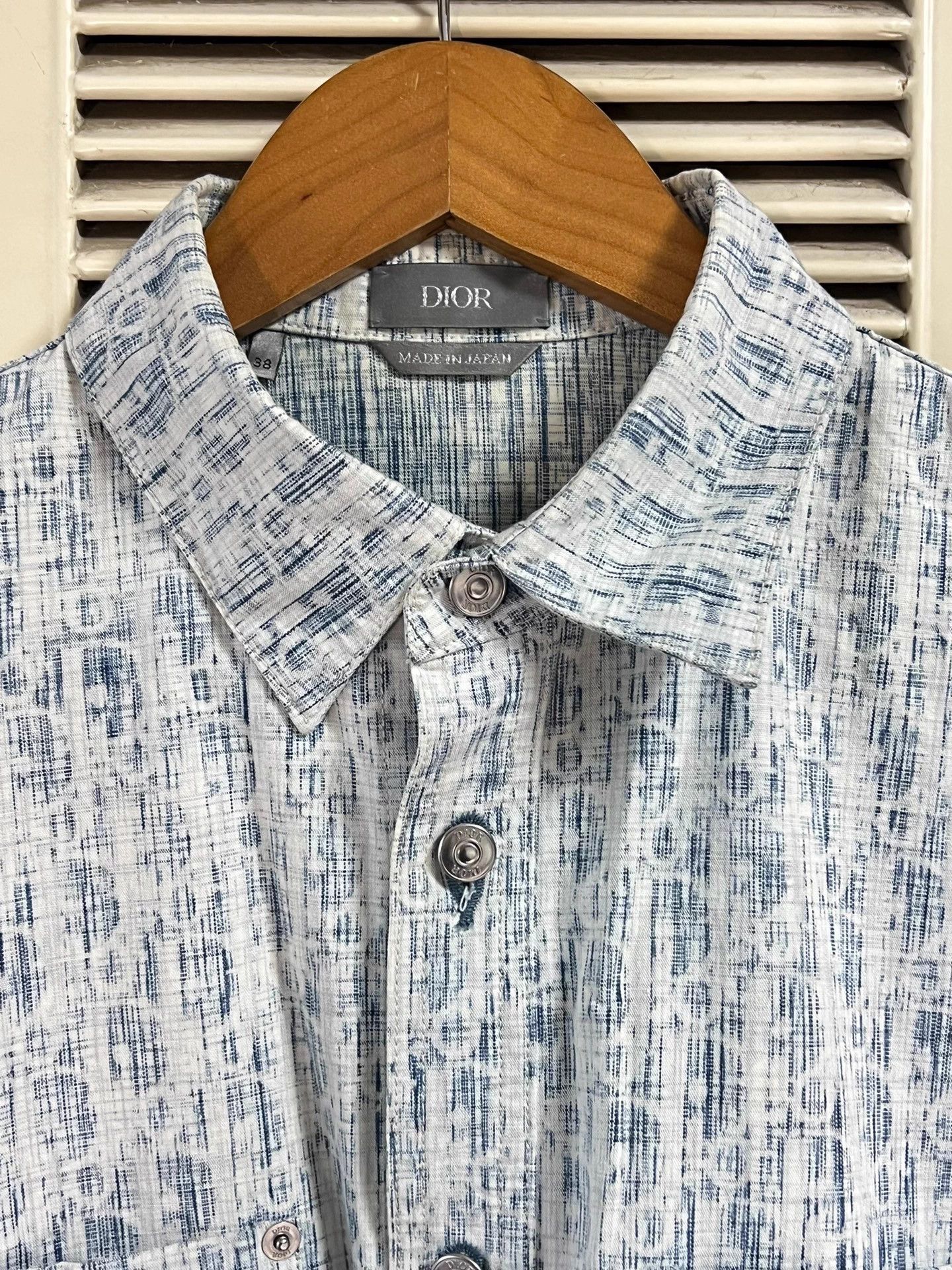 Dior Dior Men's Classic Blue Pattern L/S Shirt 38 Japan Size US M / EU 48-50 / 2 - 3 Thumbnail