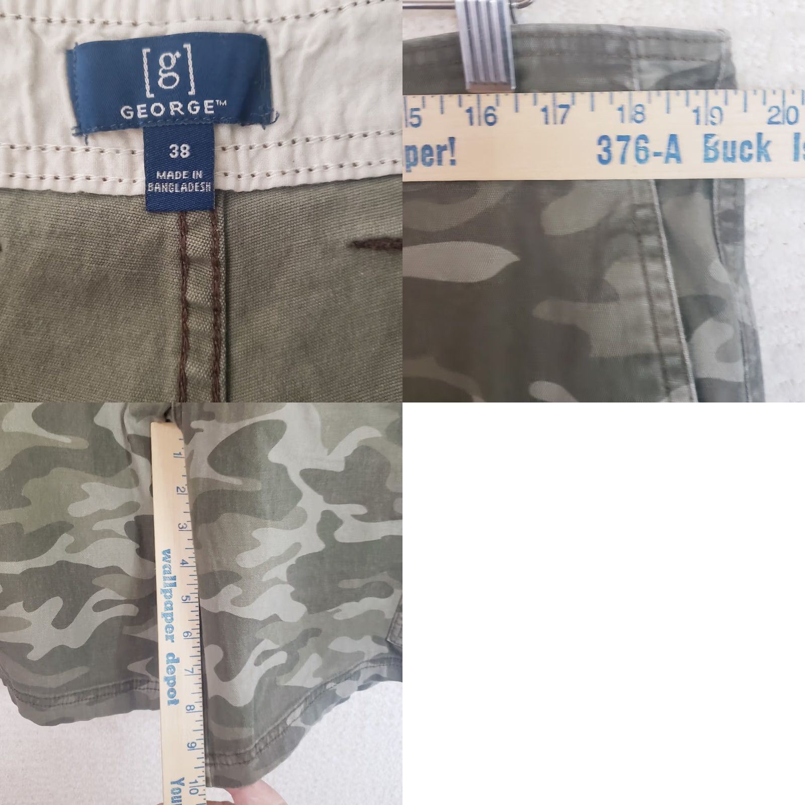 George George Camo Cargo Shorts Men's 38 Cotton Stretch Snap 10" Inseam Grunge Preppy Size US 38 / EU 54 - 8 Thumbnail