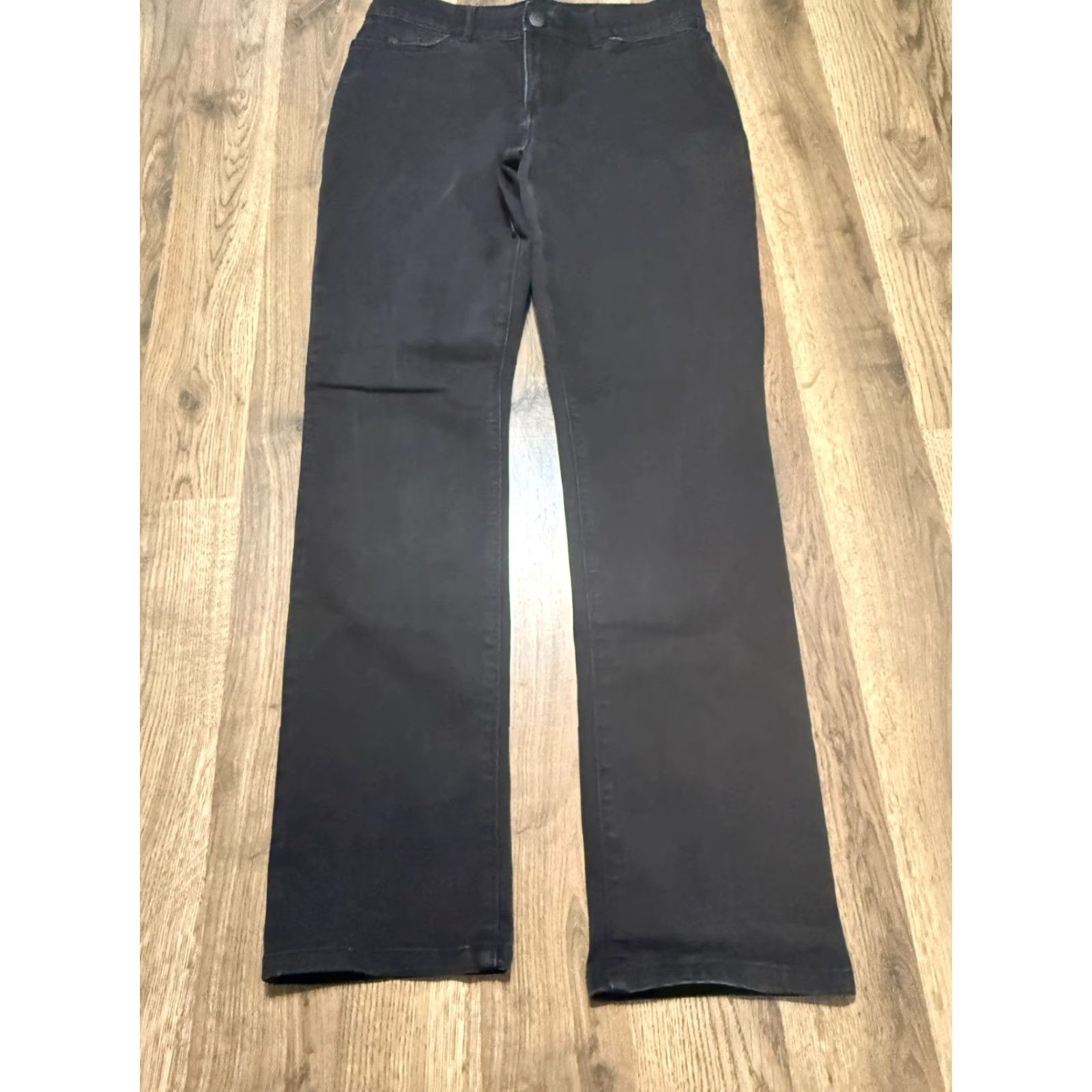 Lee Lee Jeans Women Size 10 Medium Black Denim Regular Fit Straight Leg Mid Rise Jeans Size 32" / US 10 / IT 46 - 2 Thumbnail