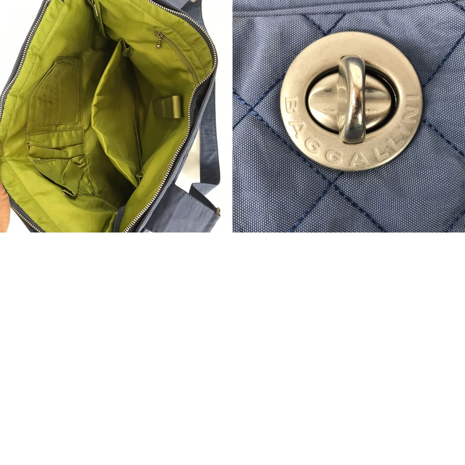 Vintage Baggallini Bag Blue Quilted Tote Purse Turn Lock Zip Pocket Shoulder Bag Size ONE SIZE - 8 Thumbnail