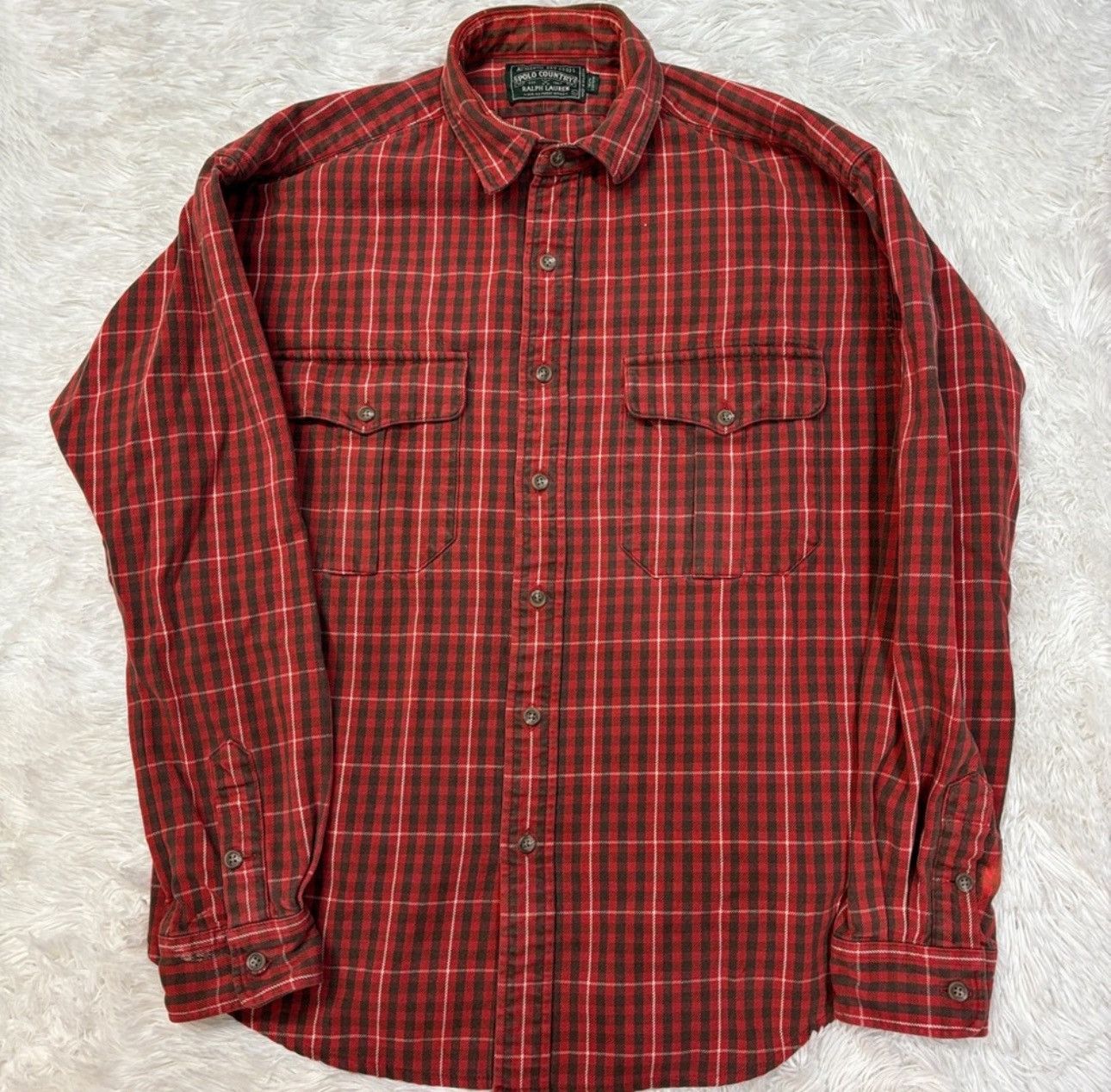 Ralph Lauren Polo Country Ralph Lauren Work Shirt Rust Cotton Flannel Size US L / EU 52-54 / 3 - 5 Thumbnail