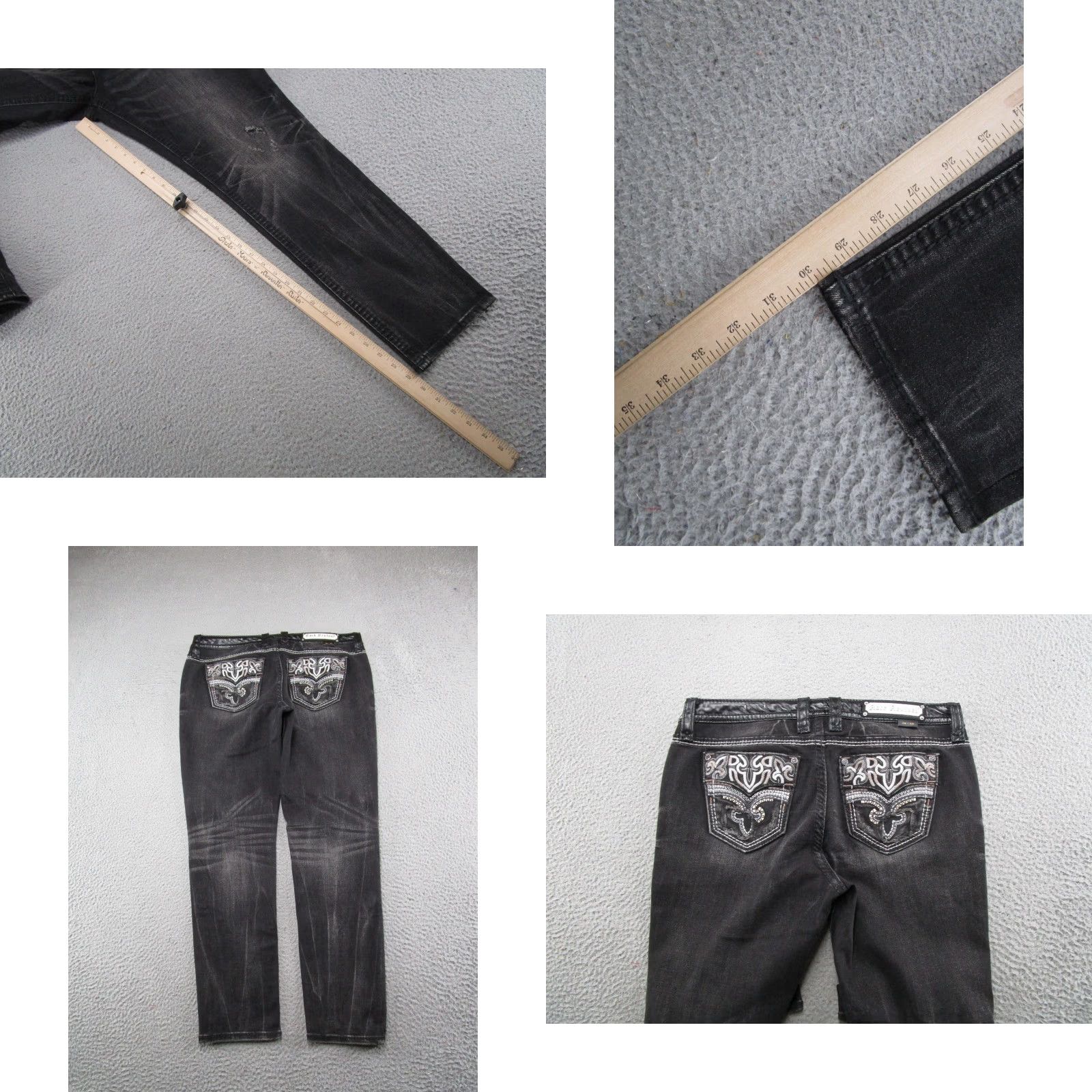 Vintage VINTAGE ROCK REVIVAL NURI EASY SKINNY SIZE 33 LIMITED EDITION BLACK JEANS 336/935 RARE Size 24" / US 00 / IT 34 - 9 Thumbnail