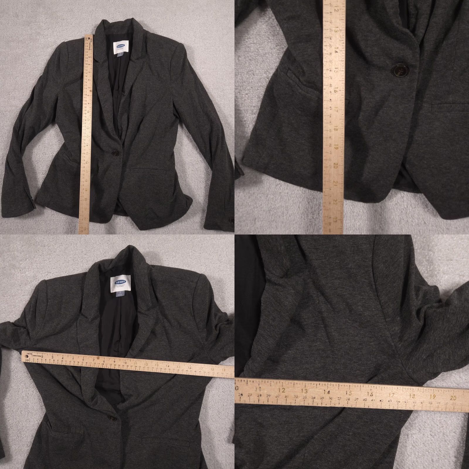 Old Navy Old Navy Blazer Womens Small Gray Knit One Button Lined Stretch Career Jacket Size S / US 4 / IT 40 - 8 Thumbnail