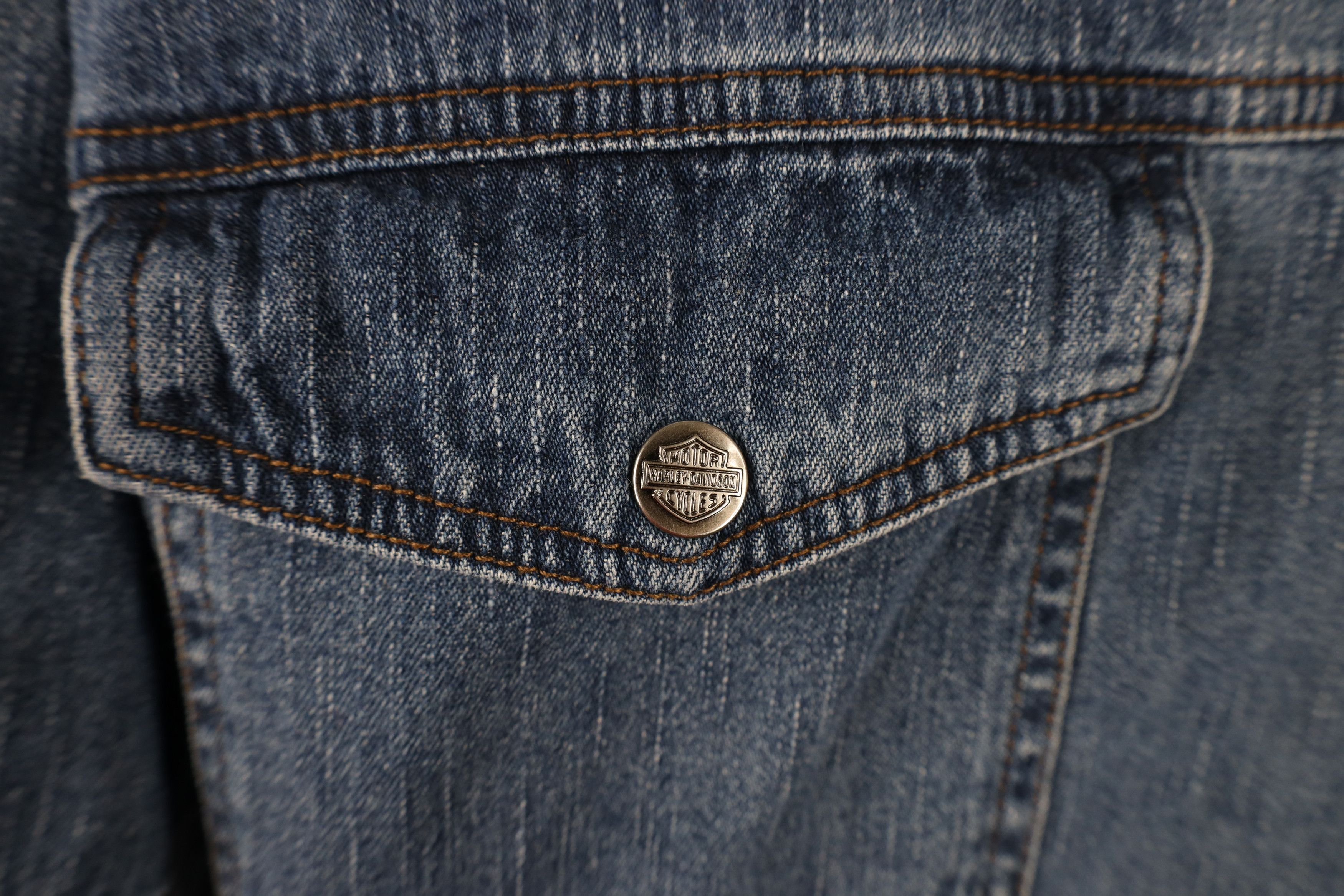 Harley Davidson × Vintage Vintage 90s Harley Davidson Denim Jean Button Shirt Cotton Size US XL / EU 56 / 4 - 5 Thumbnail