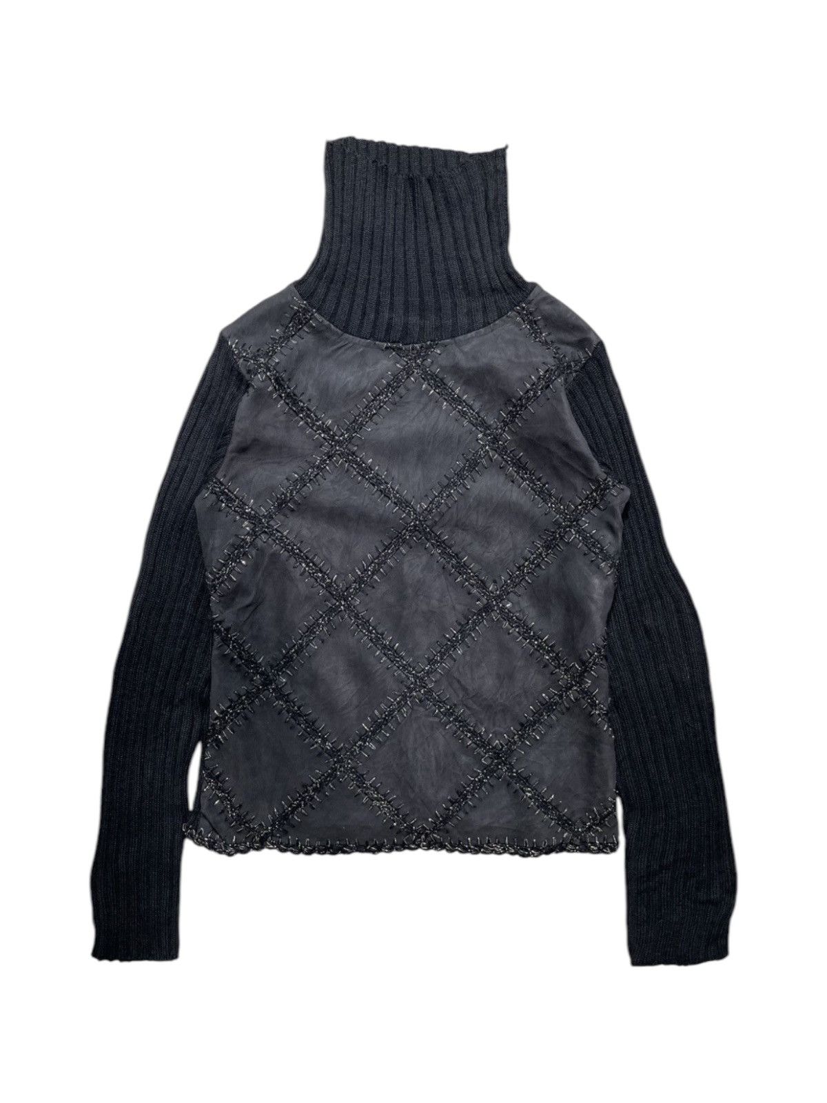 Japanese Brand × Other × Vintage Mariene Jobert Turtle neck patchwork knitt lgb ifsix style Size US S / EU 44-46 / 1 - 1 Thumbnail