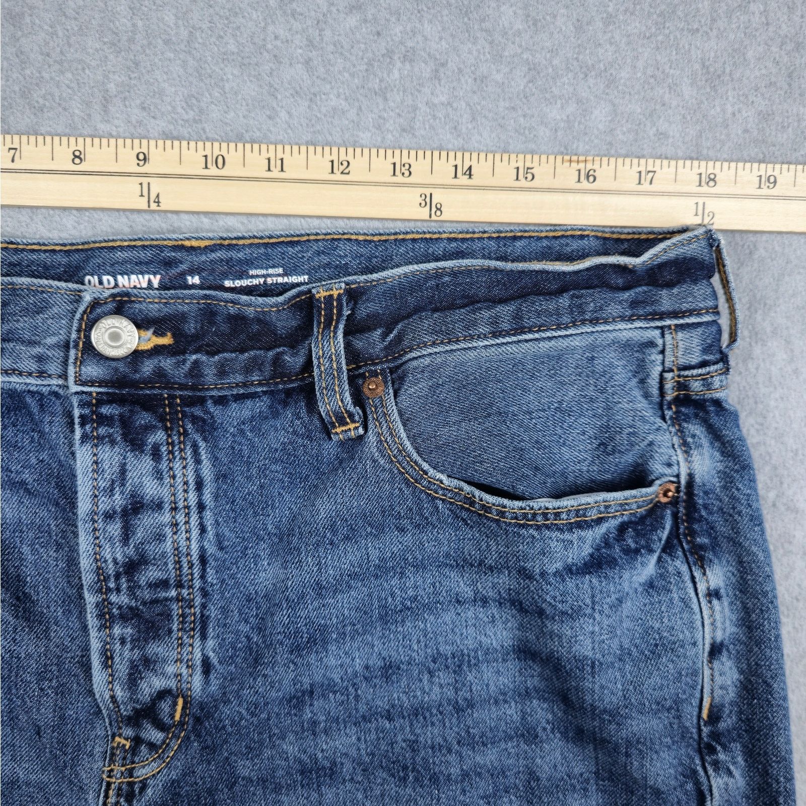 Old Navy Old Navy 14 High Rise Slouchy Straight Button Fly Jeans Size 36" / US 14 / IT 50 - 13 Thumbnail