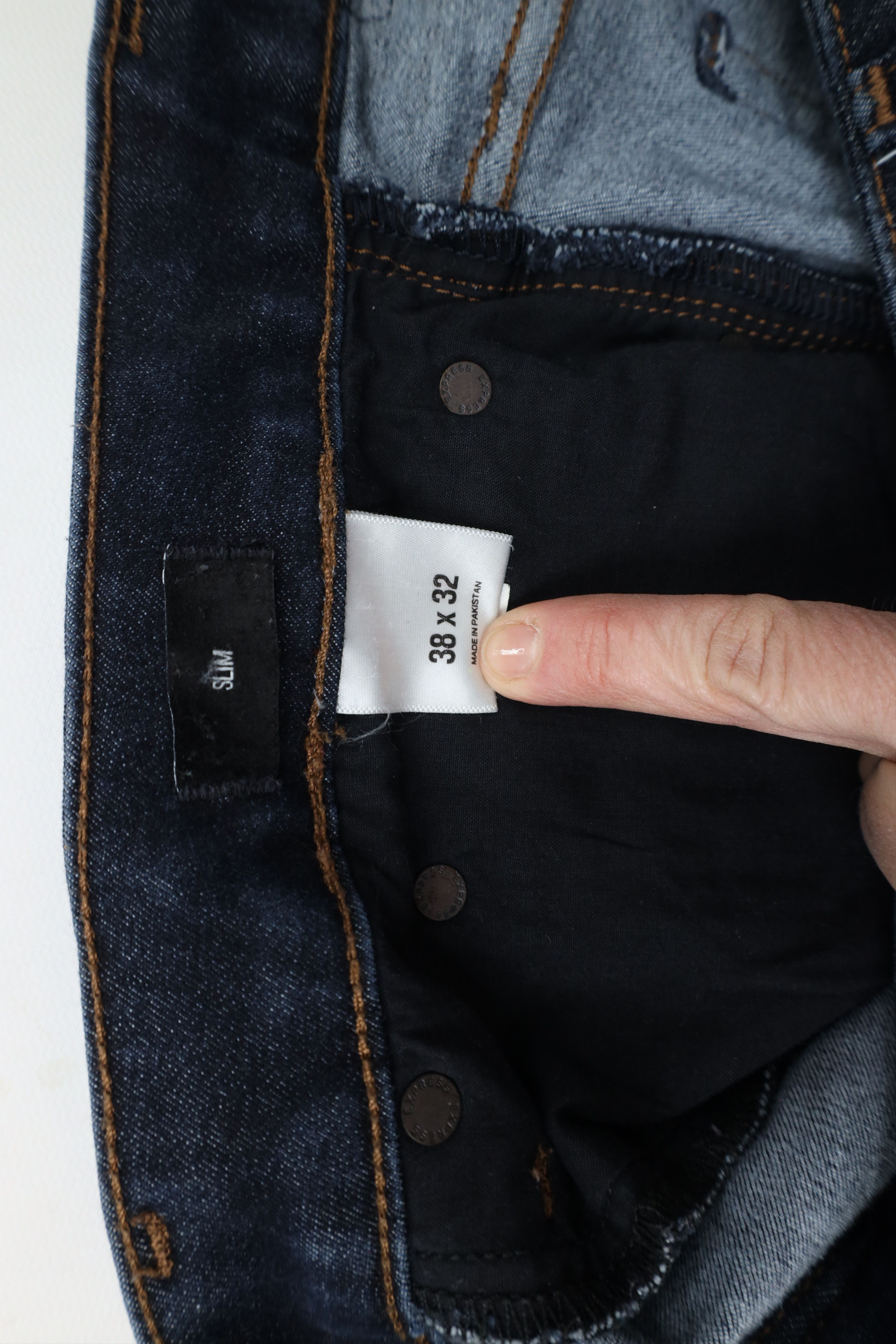 Express × Vintage Express Fit Stretch Straight Leg Denim Jeans Indigo Blue Size US 38 / EU 54 - 7 Thumbnail