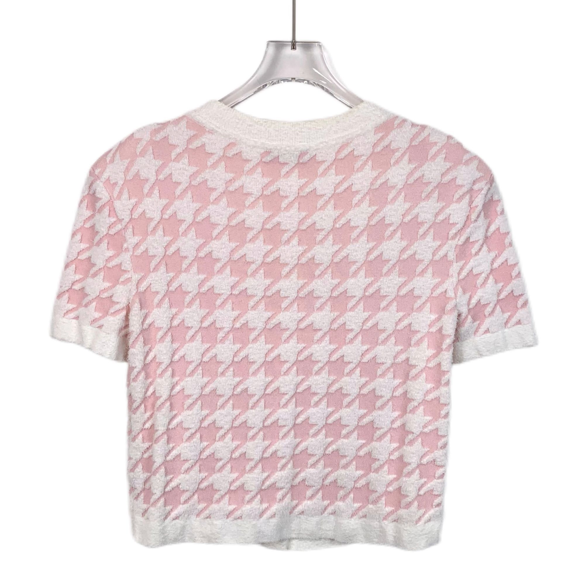 Balmain Balmain Paris Pink Houndstooth Knit Short Sleeve Cardigan Wi Size XS / US 0-2 / IT 36-38 - 8 Thumbnail