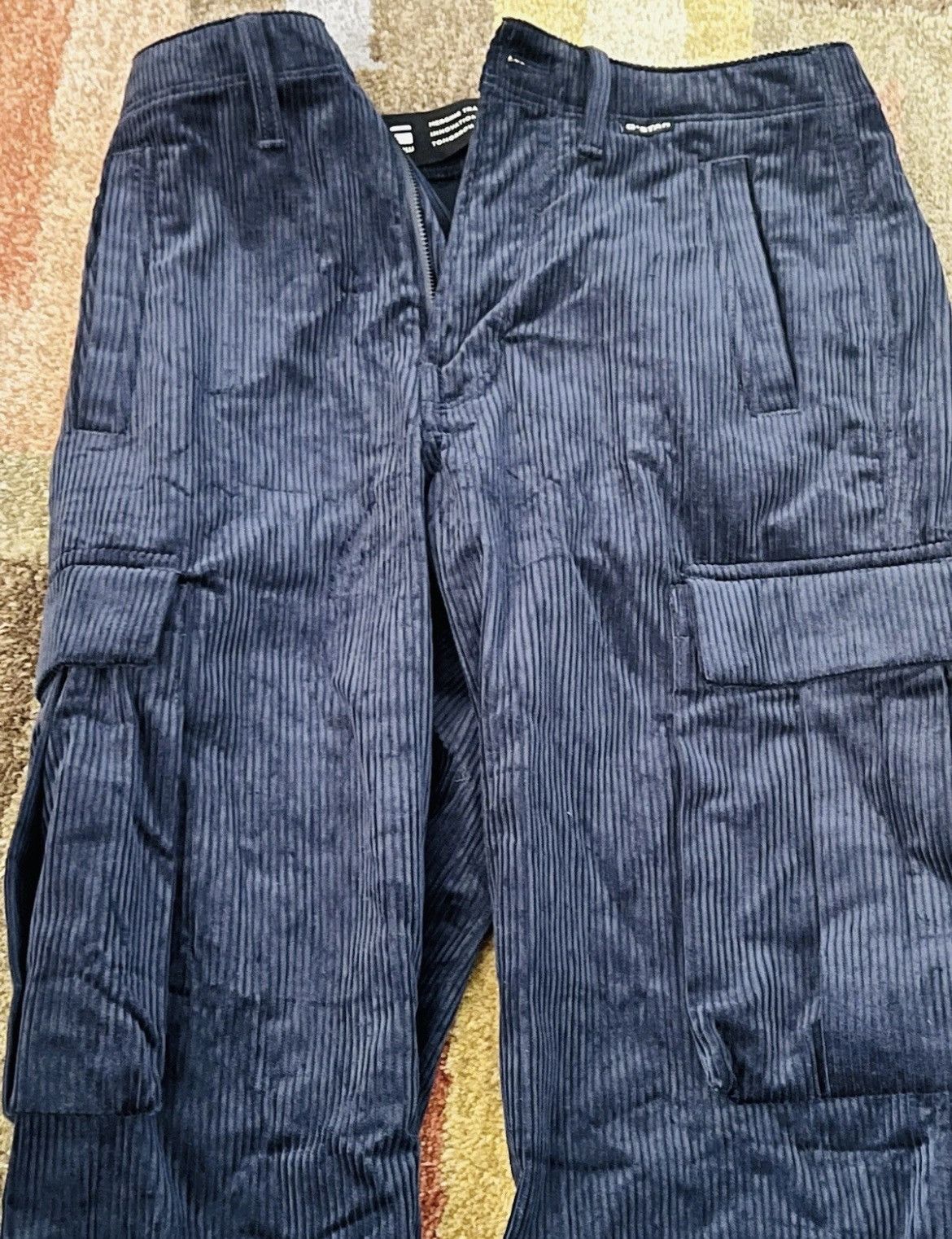 G-Star G Star Raw Pants Men's RENATO STRAIGHT CARGO Corduroy Navy Size US 28 / EU 44 - 5 Thumbnail