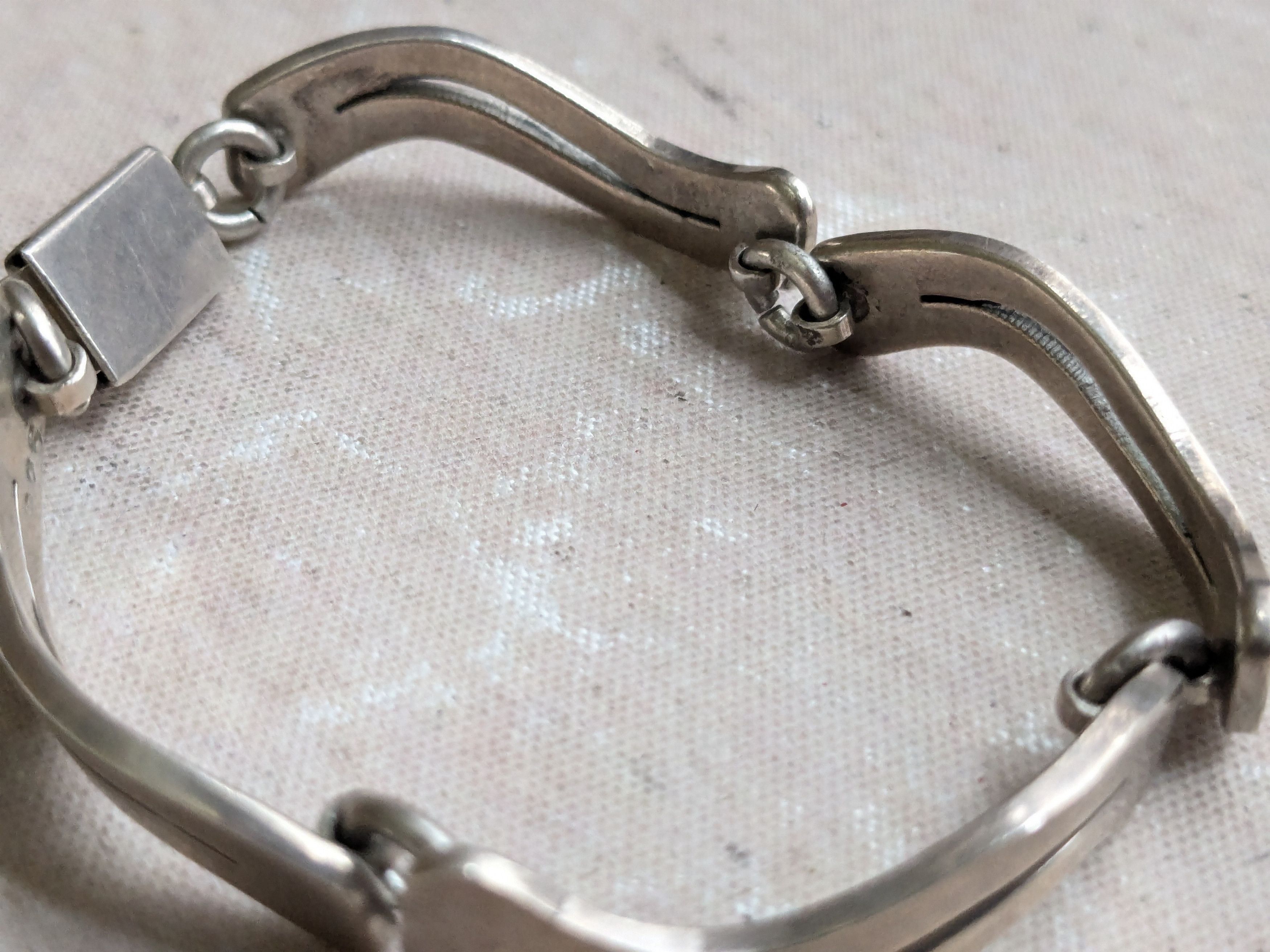 Jewelry Vintage Sterling Silver Bracelet Wavy Taxco 7.25" Size ONE SIZE - 6 Thumbnail