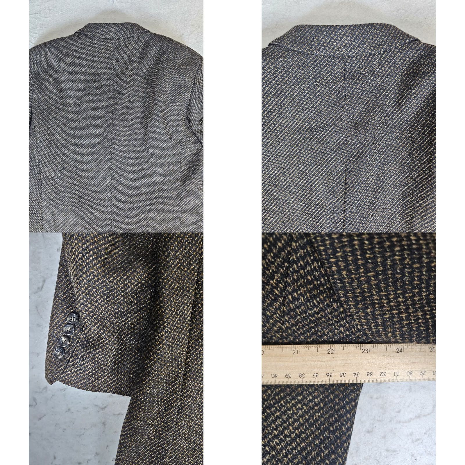 Hugo Boss VINTAGE Hugo Boss Loro Piana Italy Wool & Cashmere Brown Houndstooth Blazer Men's Sz 44R Size 44R - 9 Thumbnail