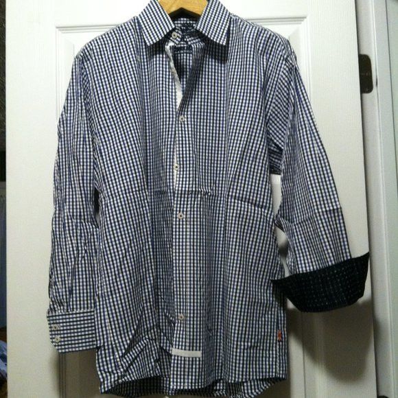English Laundry ENGLISH LAUNDRY MENS BLUE 100%COTTON CASUAL SHIRT 17/34-35 Size US XL / EU 56 / 4 - 4 Thumbnail