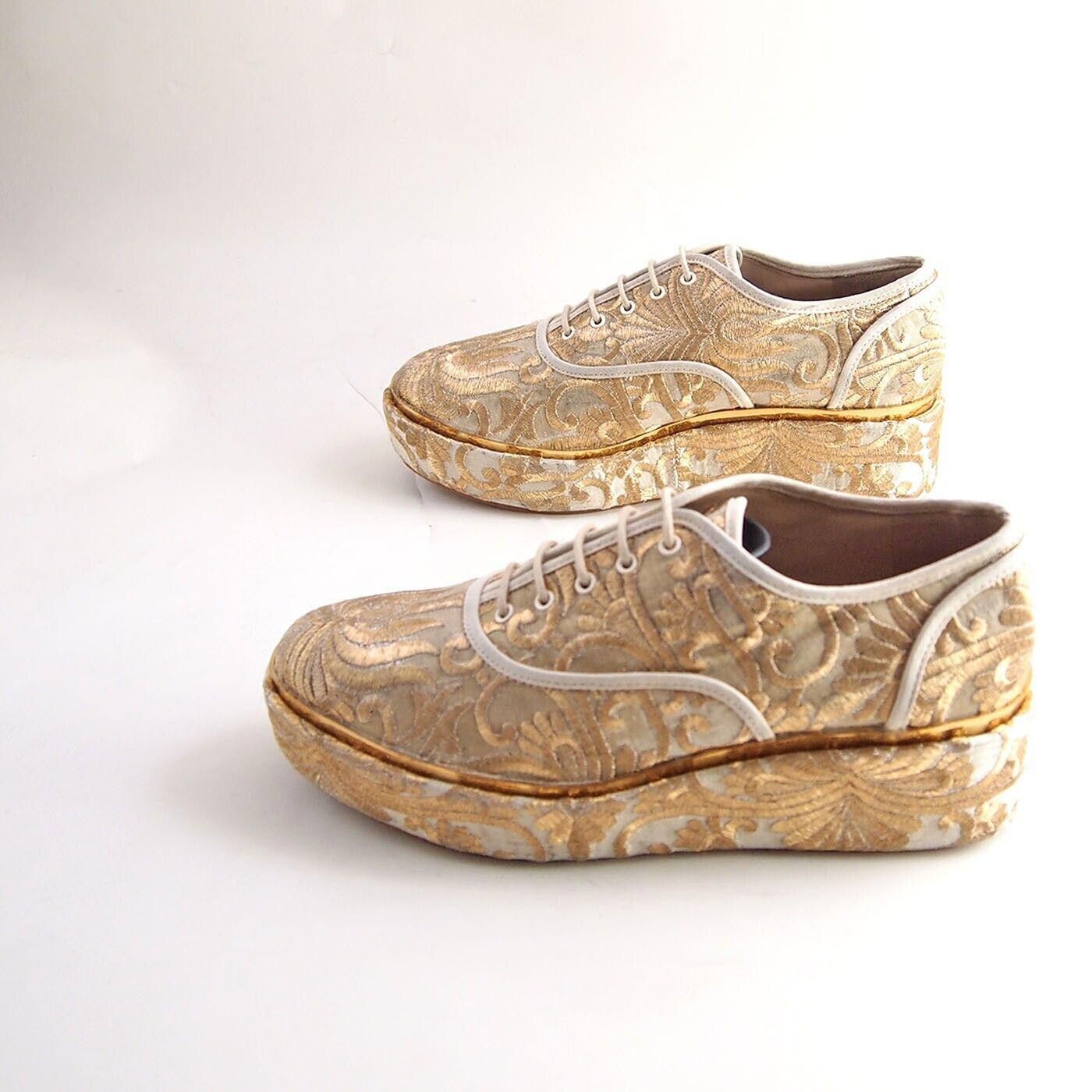 Tory Burch Tory Burch Arden Oxfords Gold Brocade US 7 M EU 37.5 Size US 7 / IT 37 - 8 Thumbnail