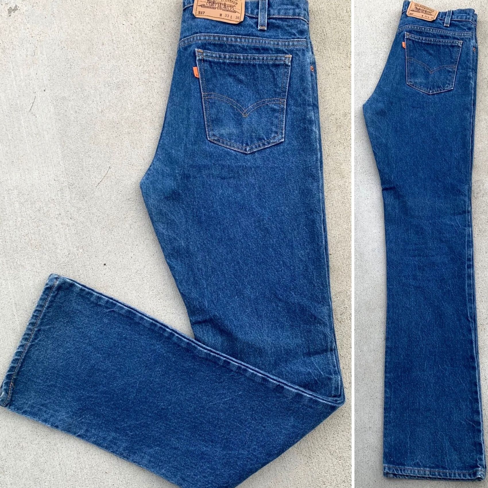 Levi's vintage Levi's 517 jeans orange tab W 33 L 36 Made in USA blue denim 5-pocket Mens jeans USA 80s 90s style Size US 33 - 3 Thumbnail