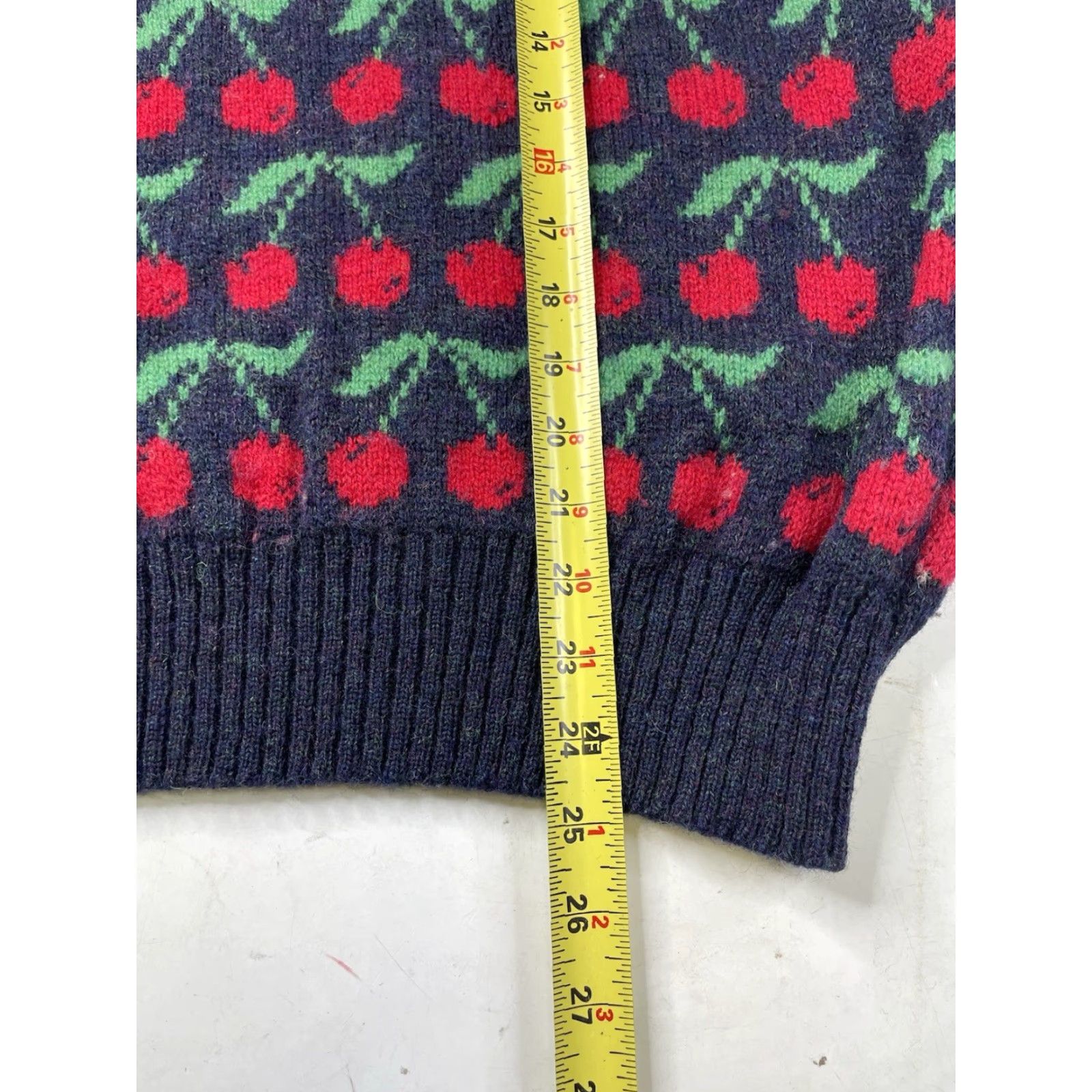 Vintage VINTAGE Knit Pics Jumper Wool Crew Neck Multicoloured Blue 80s Womens S/M Pullover Knit Abstract Cherry Cottagecore Size S / US 4 / IT 40 - 4 Thumbnail