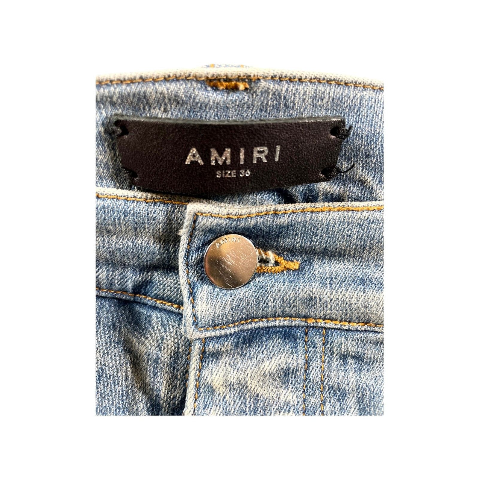 Amiri Amiri "Plaid Patch MX1" Light Wash & Green Jeans Size US 36 / EU 52 - 4 Thumbnail