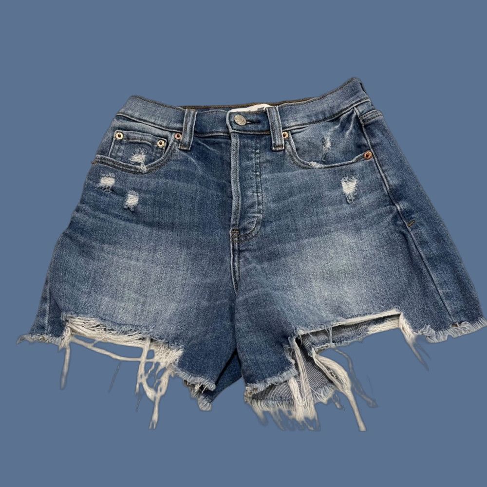 Denime Daze Shorts Womens Size 25 Blue Hug Stretch Denim Jean Shorts Size 42" / US 20 - 1 Thumbnail