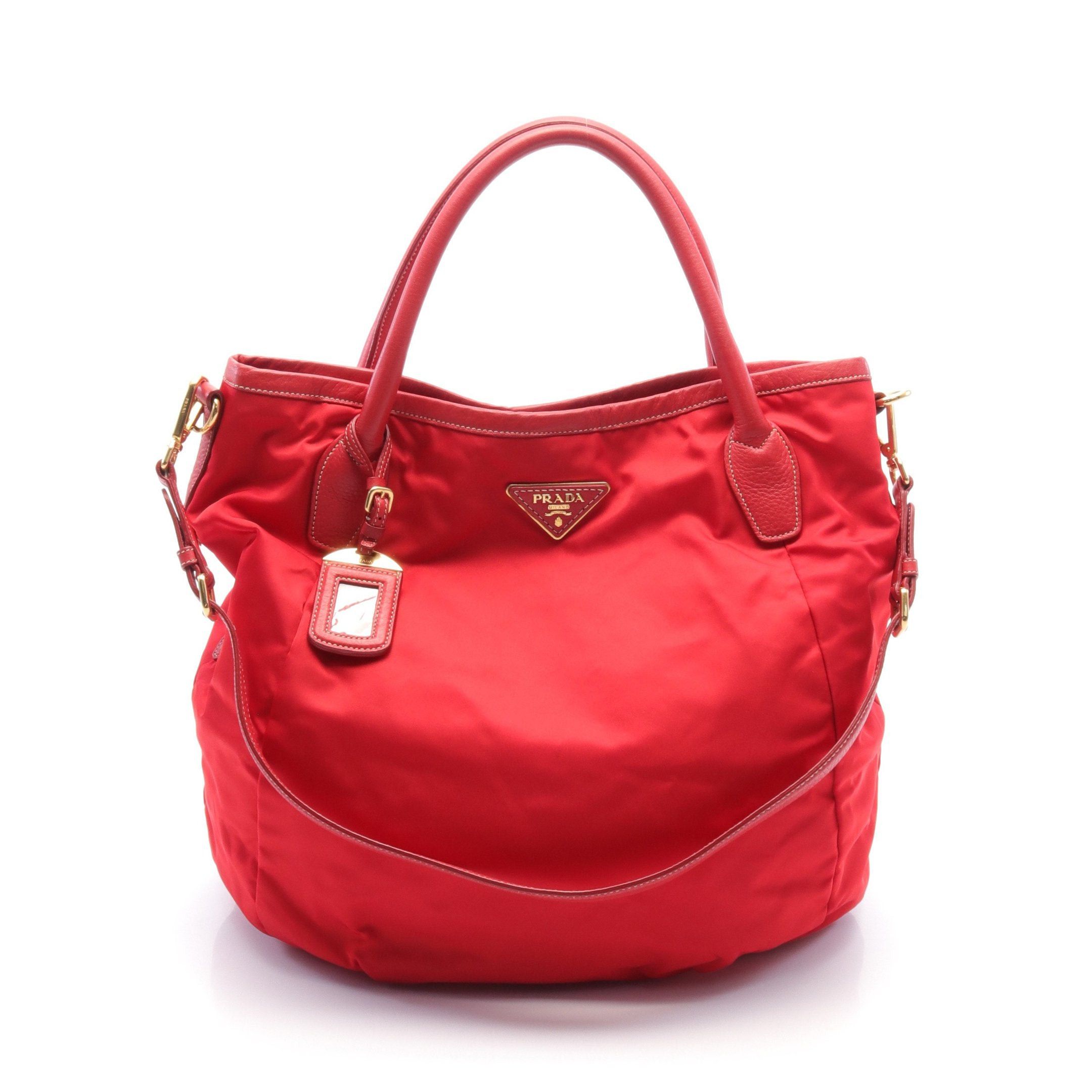 Prada Prada Tessuto+Vit.Dai Handbag Tote Bag Nylon Leather Red Size ONE SIZE - 1 Thumbnail