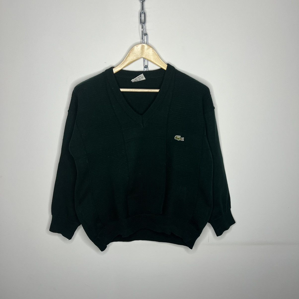 Vintage Lacoste Black Knit shops V-Neck Sweater Size M