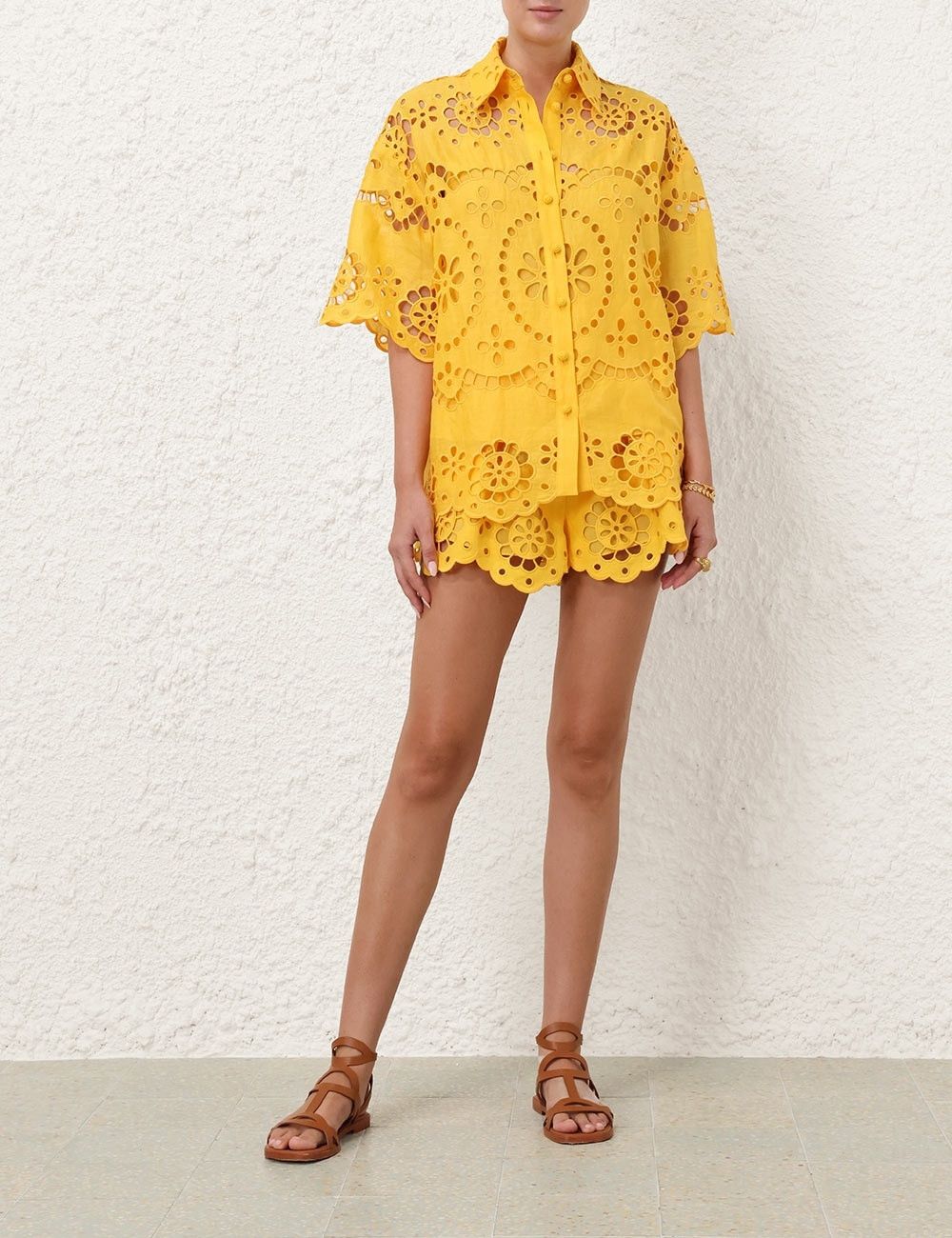 Zimmermann oc11z0525 Pop Embroidered Short in Yellow Size 27" / US 4 / IT 40 - 5 Thumbnail