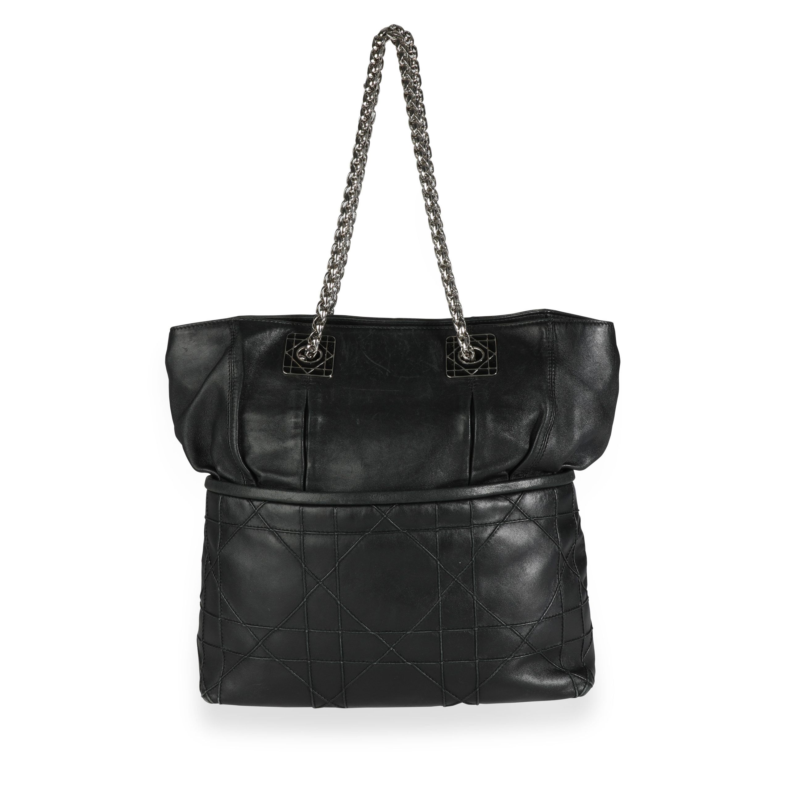 image of Dior Black Cannage Lambskin Granville Chain Link XL Tote, Women's