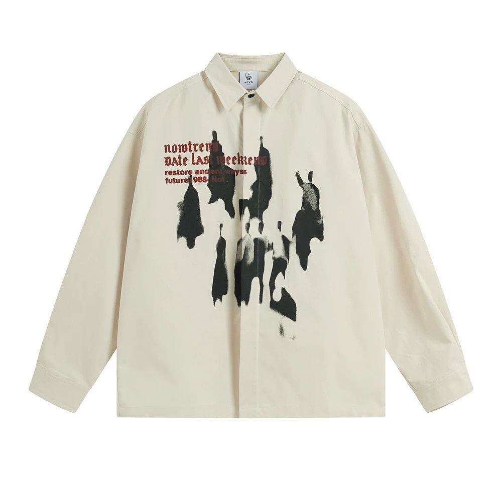 Vintage Men's Japanese loose silhouette print long-sleeved shirt Size US M / EU 48-50 / 2 - 1 Thumbnail