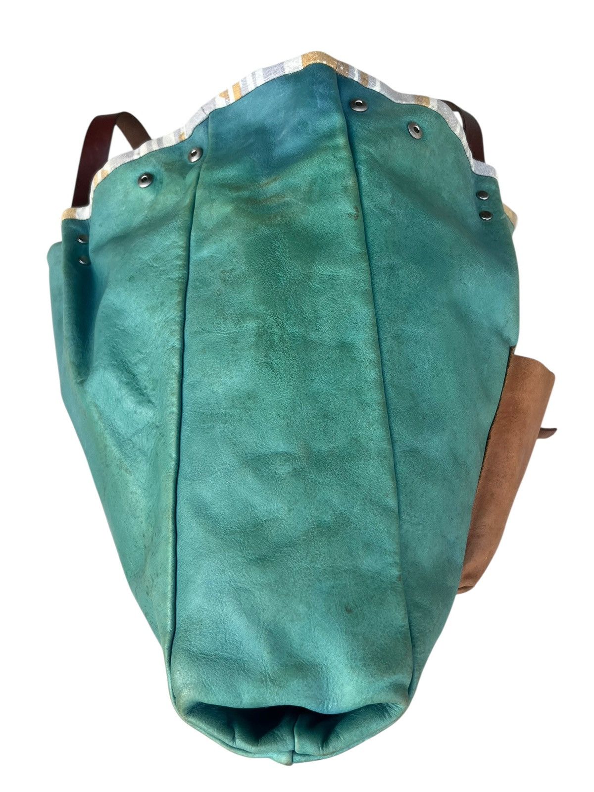 Leather Vintage Icaru Japan Faded Distressed Patina Leather Tote Bag Size ONE SIZE - 9 Thumbnail
