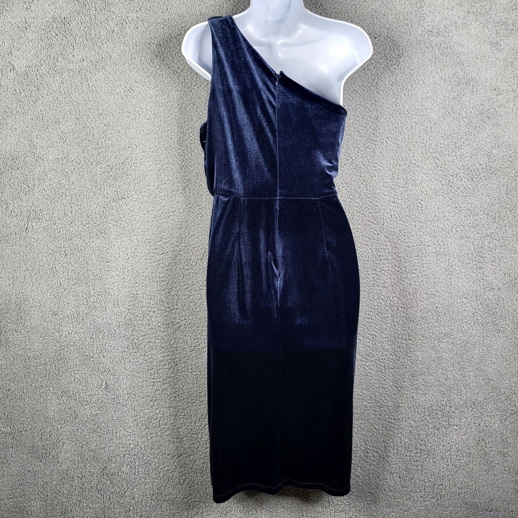 Velvet Love X Design Women’s Velvet One Shoulder Navy Dress L NEW Size L / US 10 / IT 46 - 2 Thumbnail