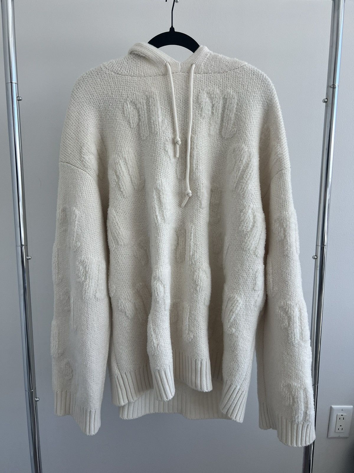 image of Nanushka Monogram Logo Knit Hoodie in Tan, Men's (Size XL)