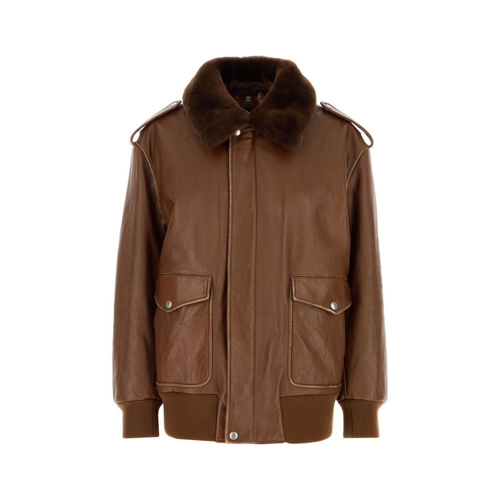 PRADA Brown Leather Jacket New & Authentic (Women's size:IT