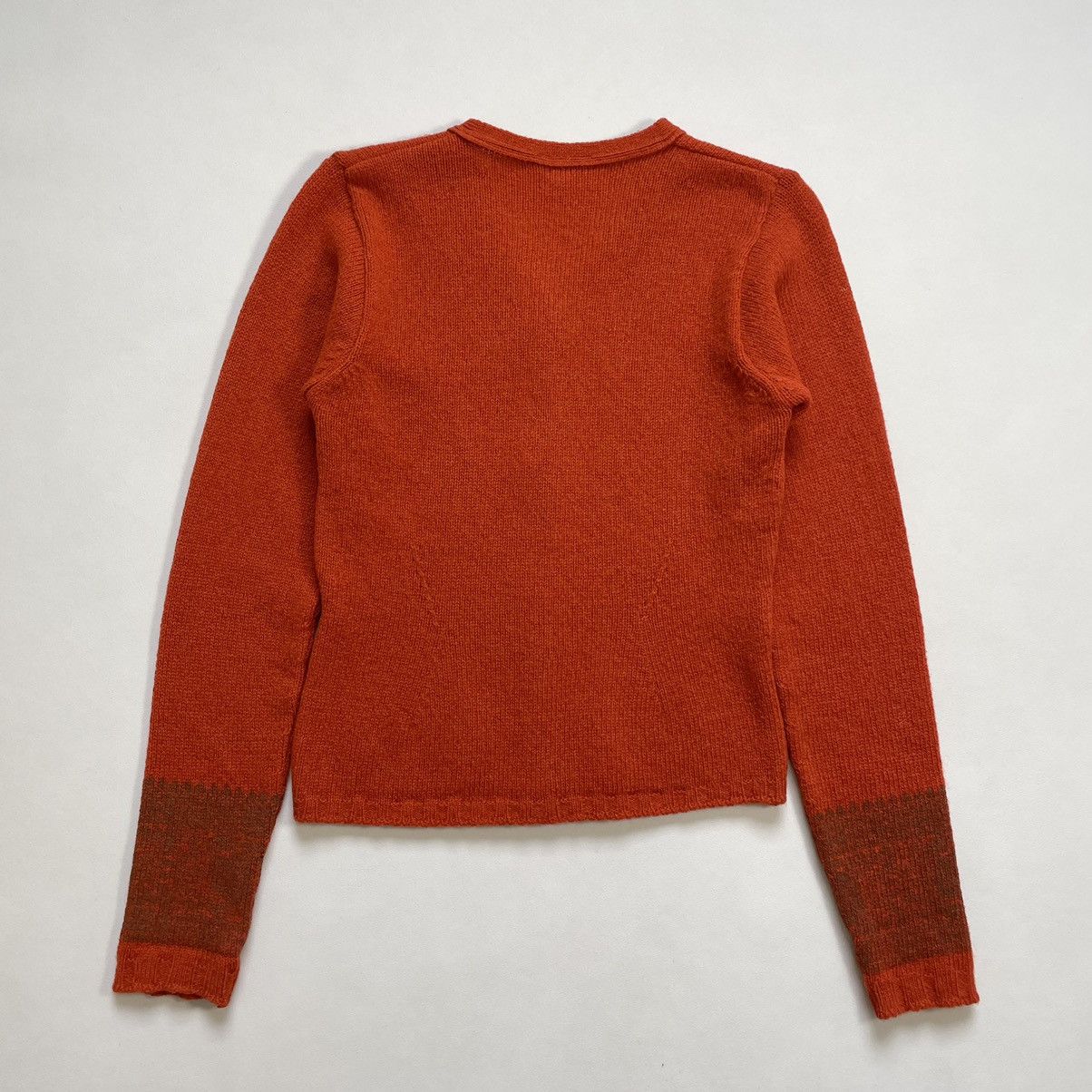 Dries Van Noten Patterned Sleeve Orange Wool Cardigan Size S / US 4 / IT 40 - 8 Thumbnail