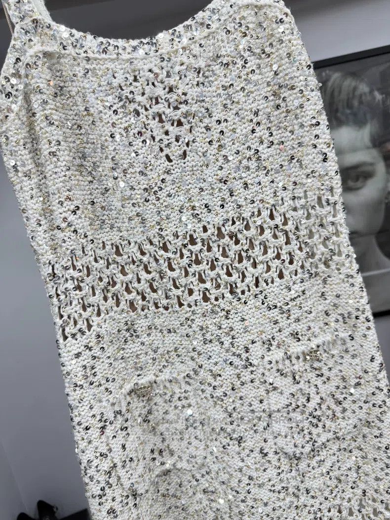 Chanel Chanel 23C white sequin dress long skirt Size S / US 4 / IT 40 - 2 Thumbnail