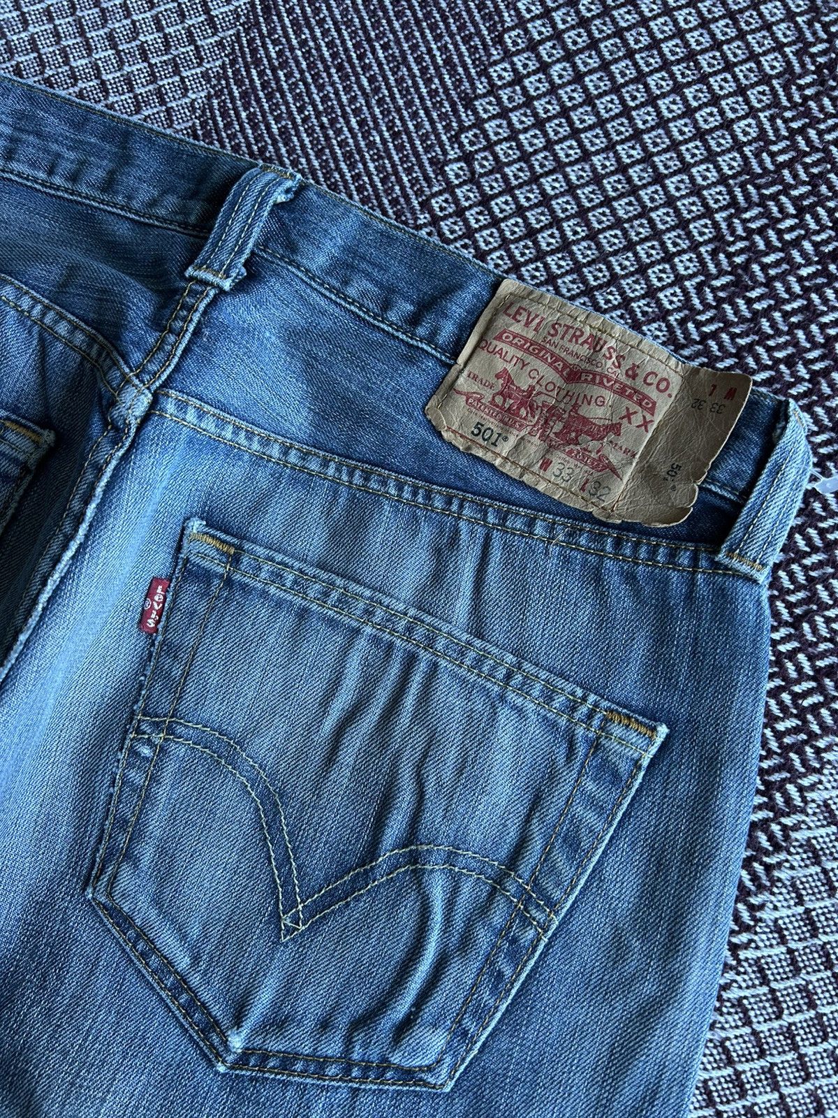 Levi's Vintage Levis 501 Washed Straight Leg Button Fly Jeans 33x32 Size US 33 - 6 Thumbnail