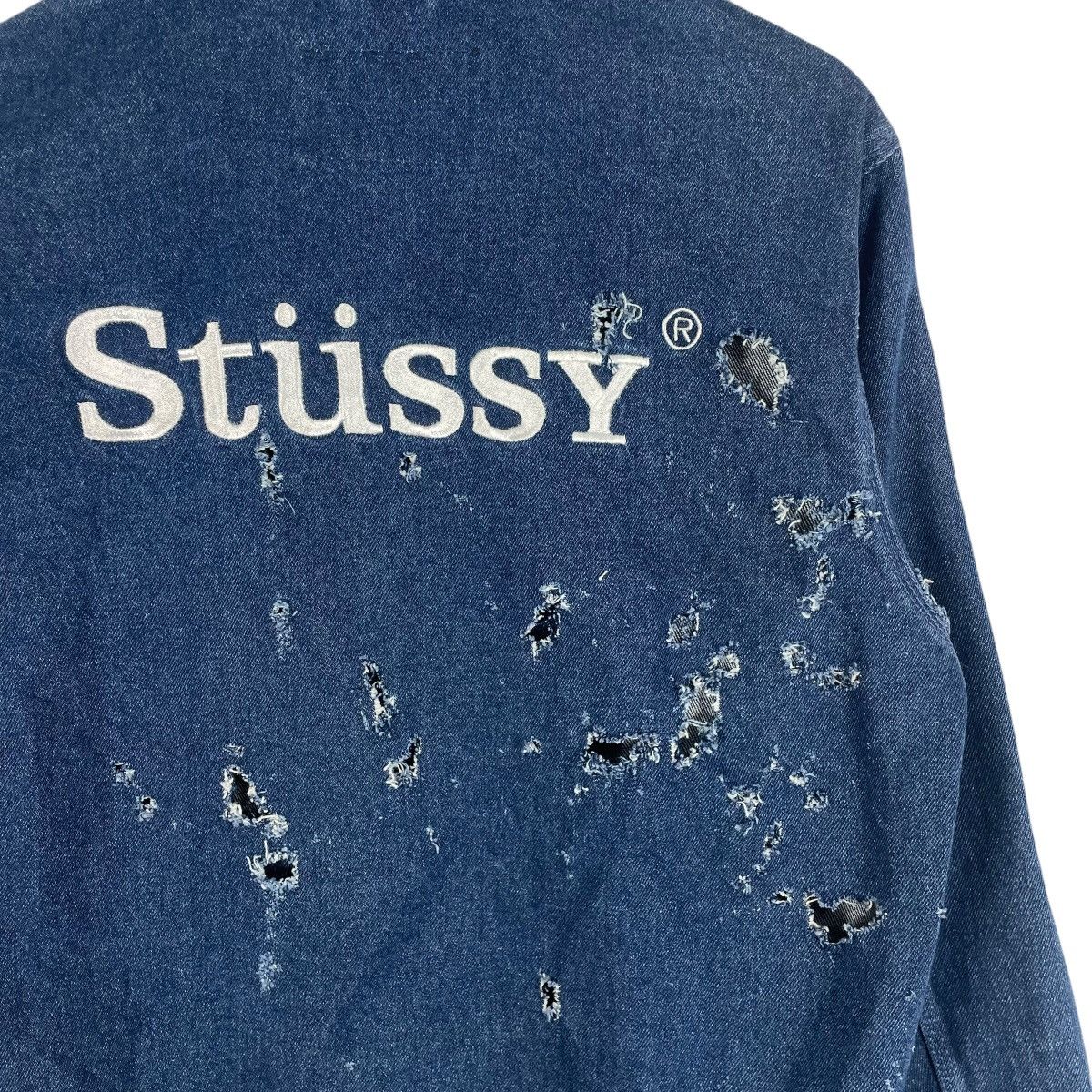 Stussy Vintage Stussy Hooded Distressed Style Denim Jacket Size US M / EU 48-50 / 2 - 14 Thumbnail