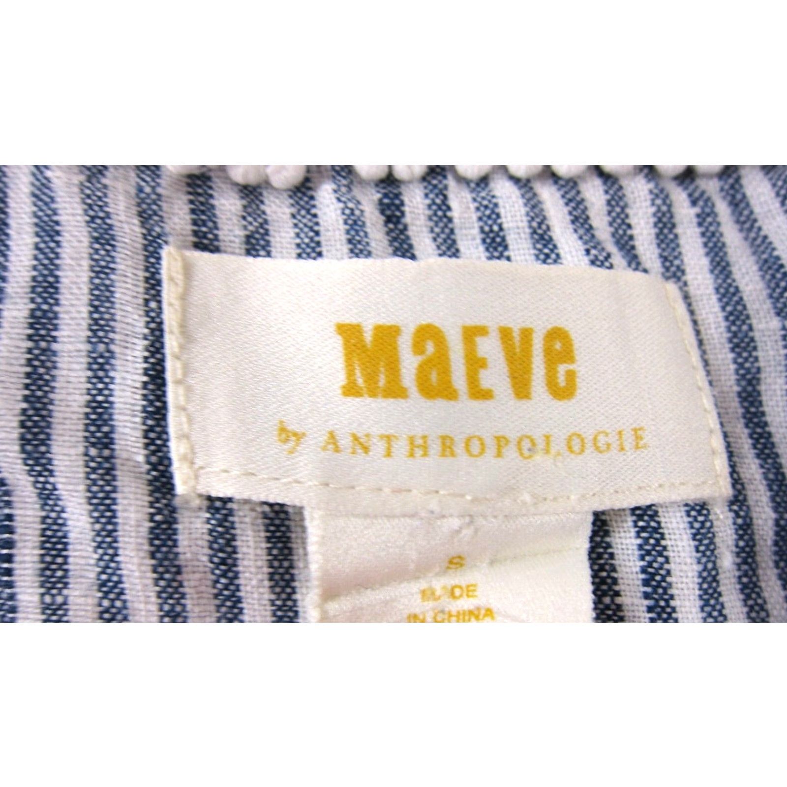 Vintage VINTAGE MAEVE Anthropologie 100% Linen Blue White Stripe Long Sleeve Tunic Blouse Small Size S / US 4 / IT 40 - 3 Thumbnail