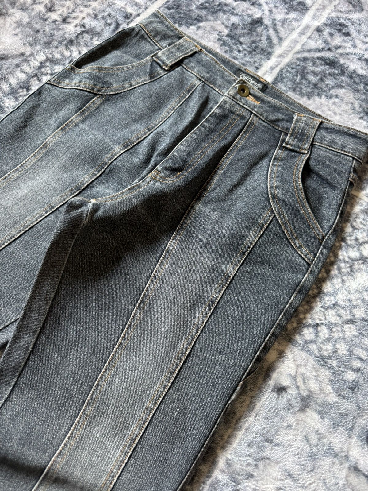 If Six Was Nine Full Heart Japan Tribal Paneled Faded Wash Flared Jeans Size US 27 - 3 Thumbnail
