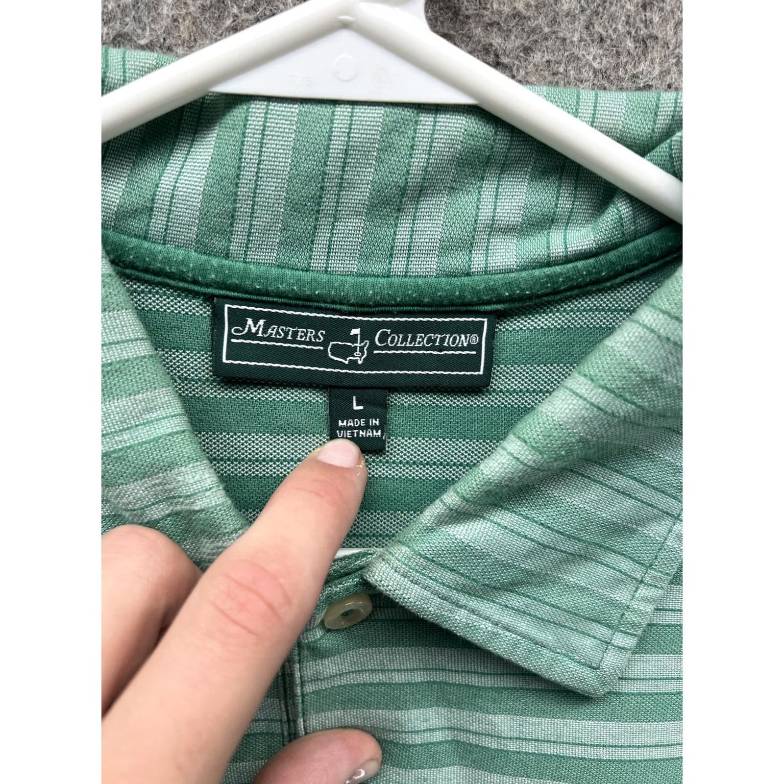 Vintage VINTAGE Masters Collection Golf Polo Shirt Mens L Green Stripe Augusta National Logo Size US L / EU 52-54 / 3 - 6 Thumbnail