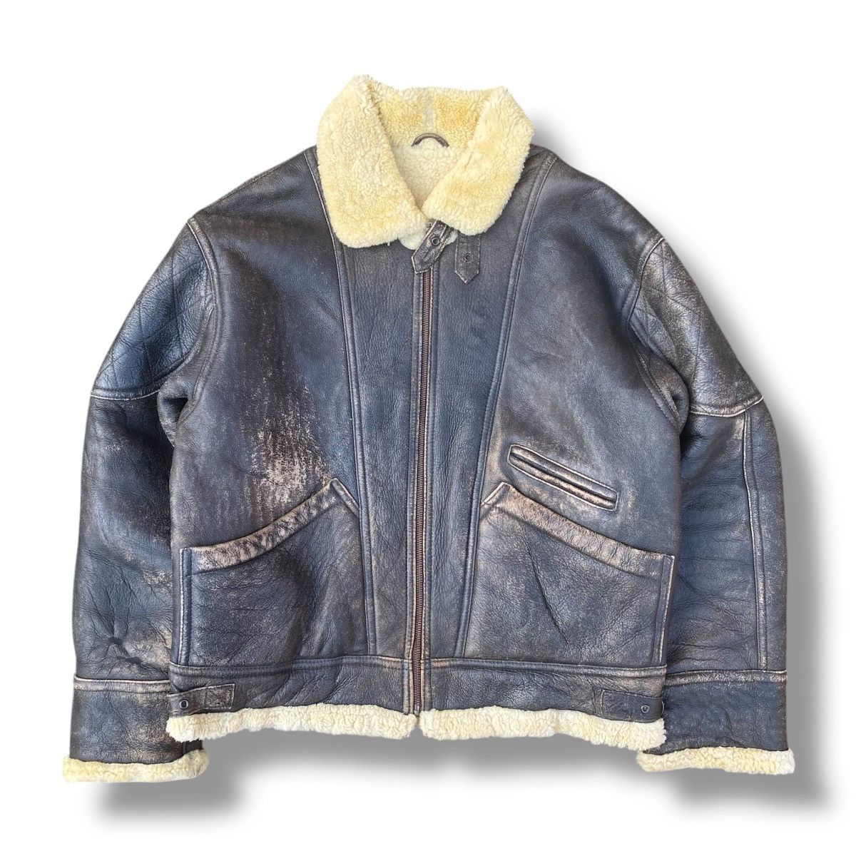 Avirex Vintage 90s D-1 Flight Jacket Shearling Leather Jacket. #F10 Size US L / EU 52-54 / 3 - 1 Thumbnail