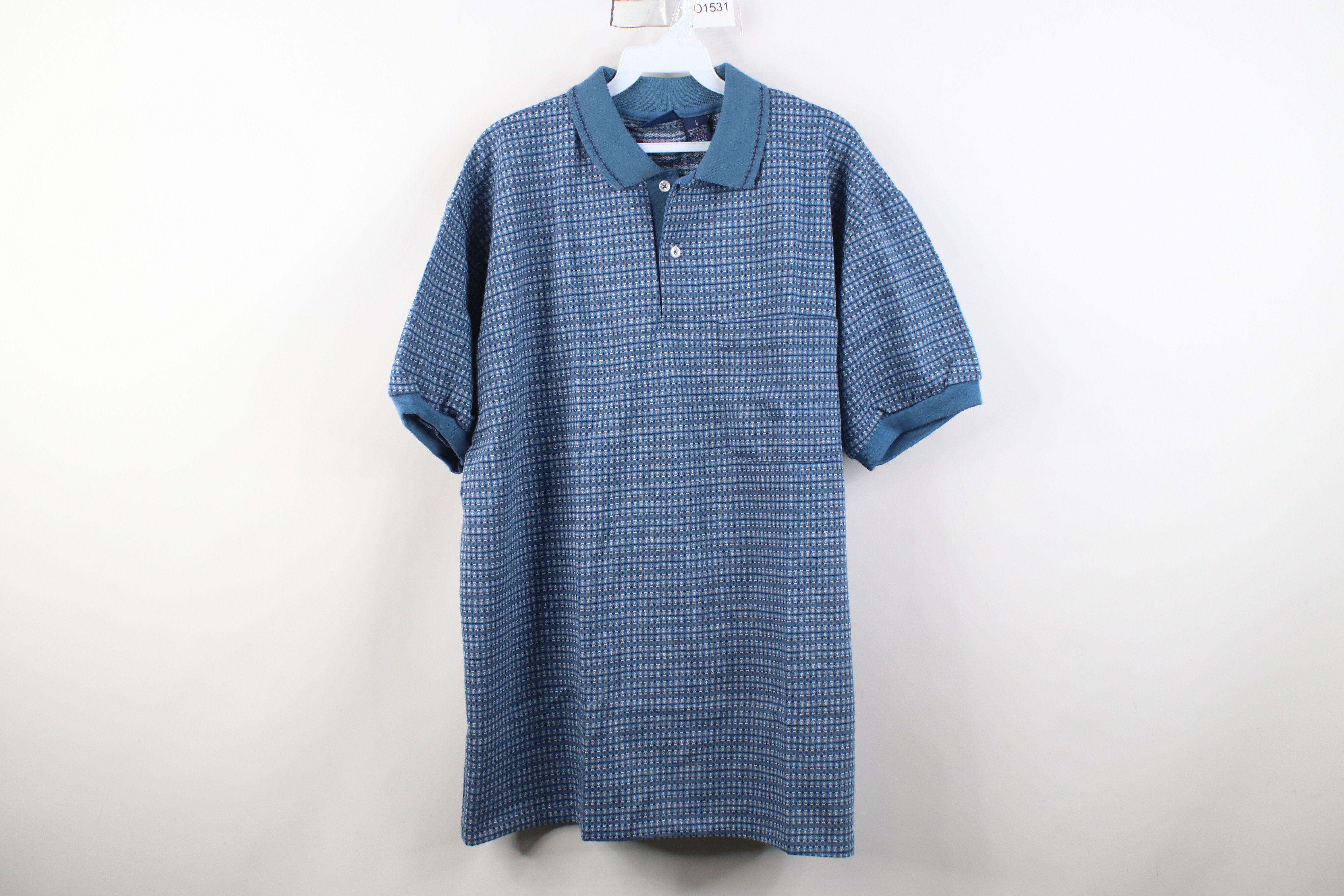 Vintage Vintage 90s Streetwear Knit Ringer Golf Polo Shirt Blue Size US L / EU 52-54 / 3 - 1 Thumbnail