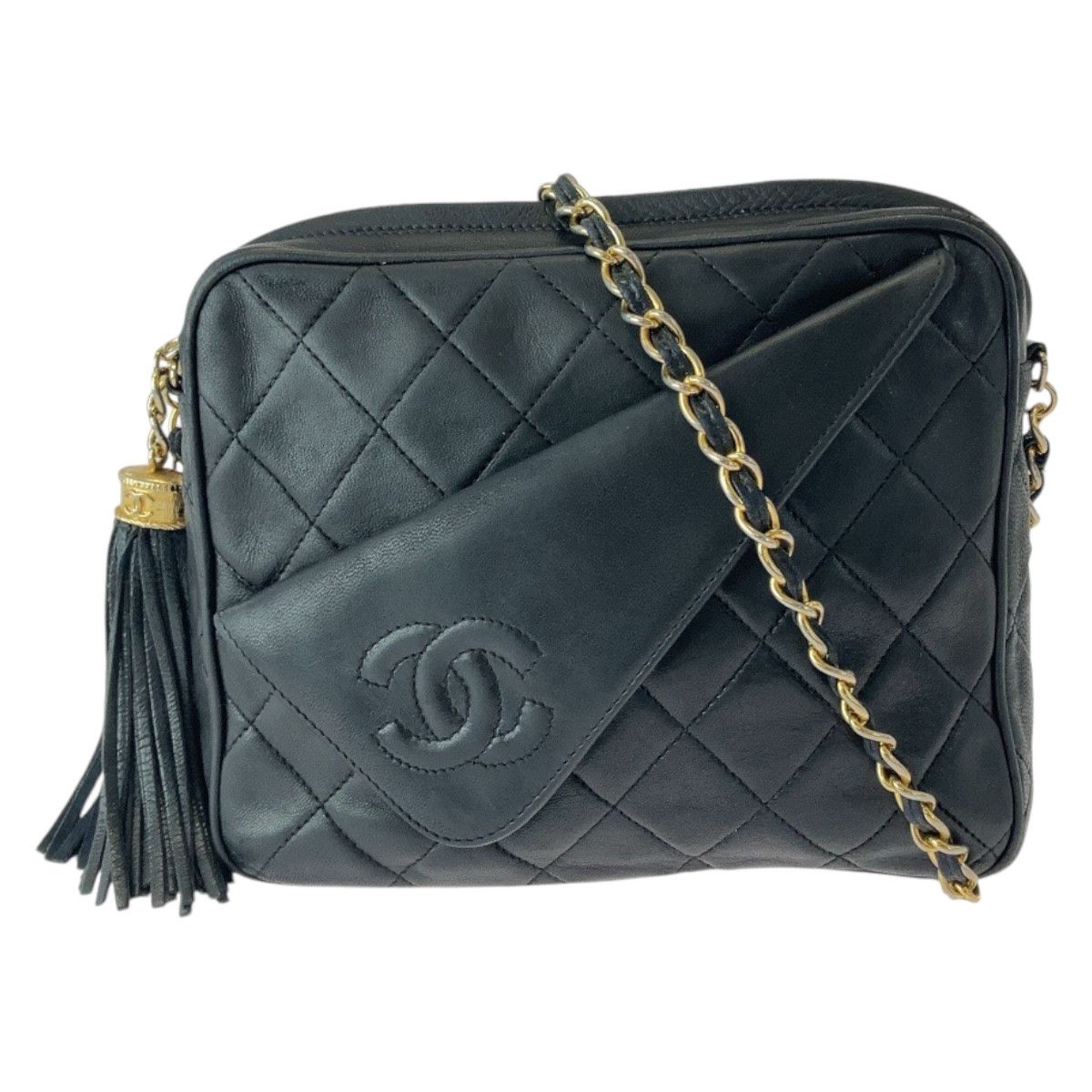 Chanel Chanel Chanel Vintage Matelasse Coco Mark Fringe Lambskin Shoulder Bag Leather Crossbody Bag 08**** in Very Good Condition Size ONE SIZE - 1 Thumbnail