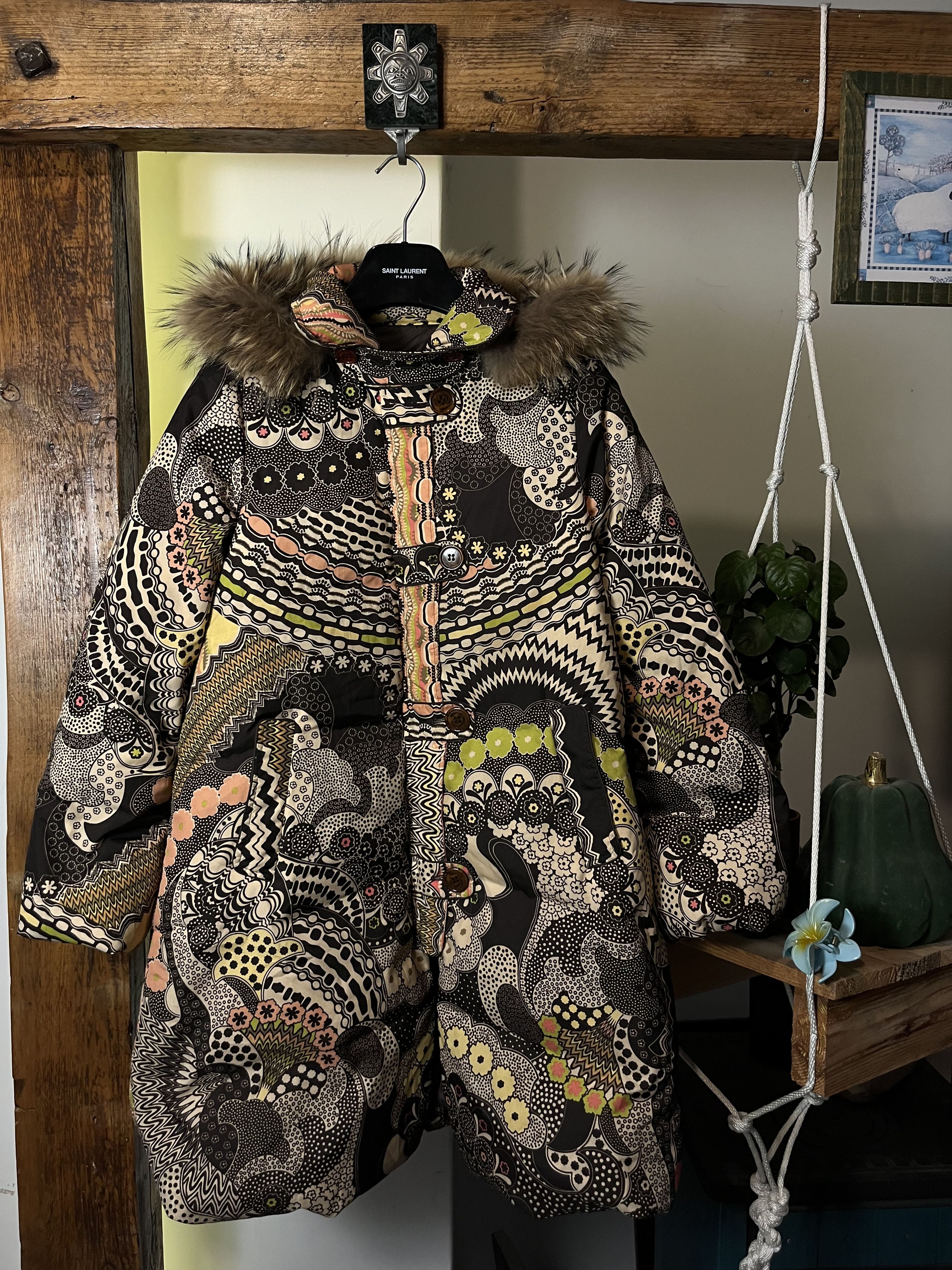 Missoni × Vintage Vintage M Missoni Down Puffer Coat Abstract Floral Pattern Size M / US 6-8 / IT 42-44 - 1 Thumbnail