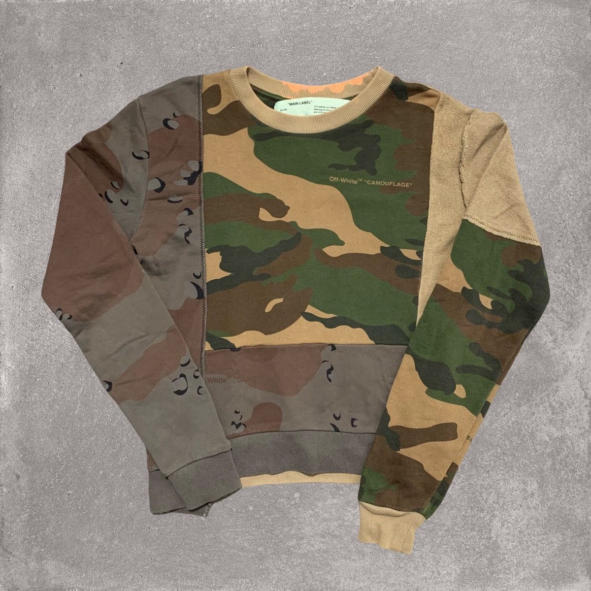 image of Off White Xs Arrows Reconstructed Camouflage Sweatshirt, Men's