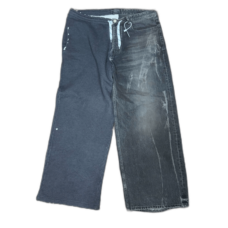 Balenciaga Balenciaga spliced denim sweatpants Dark Gray Size US 26 / EU 42 - 1 Thumbnail