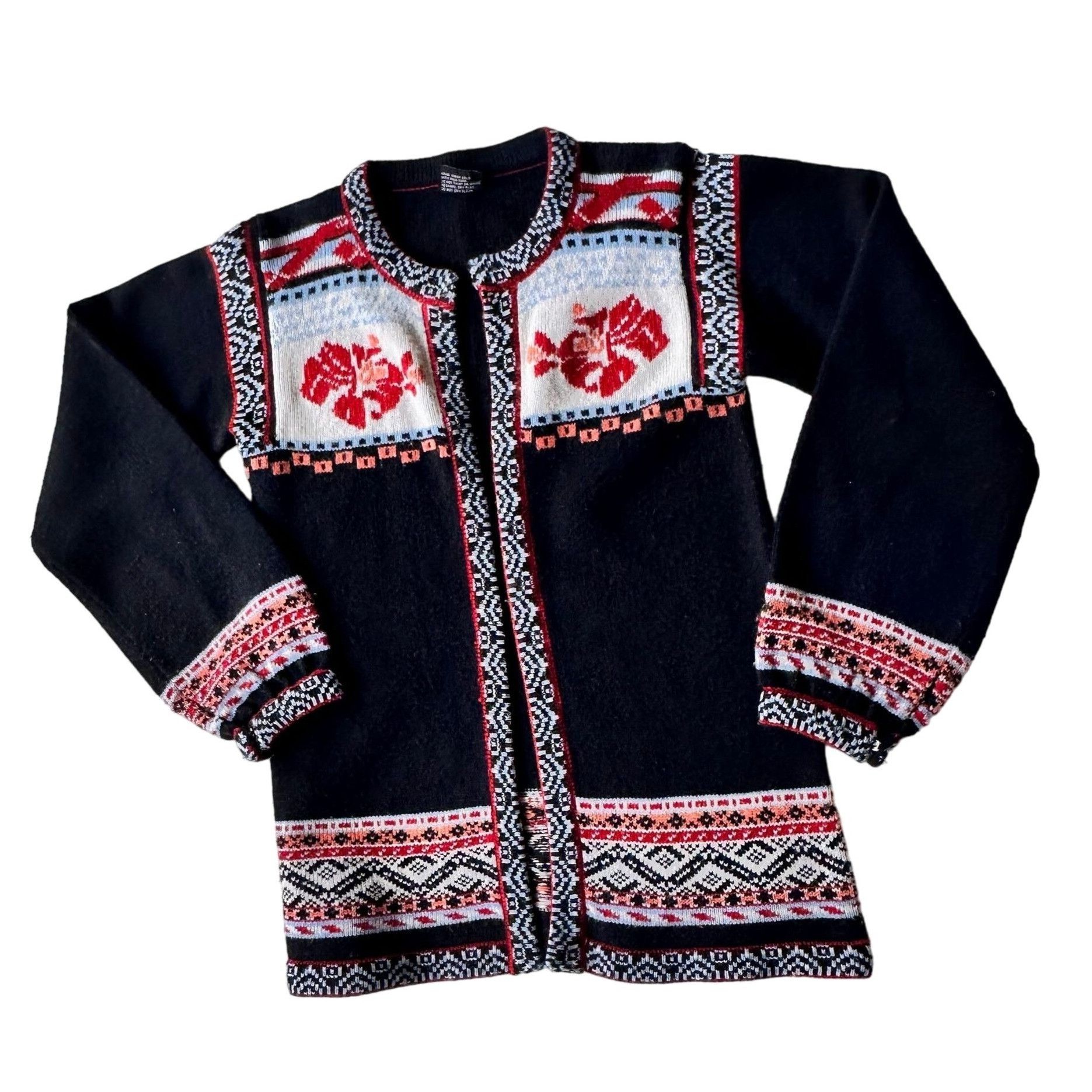 VTG Brunson of California Cardigan Medium Black Tribal Az