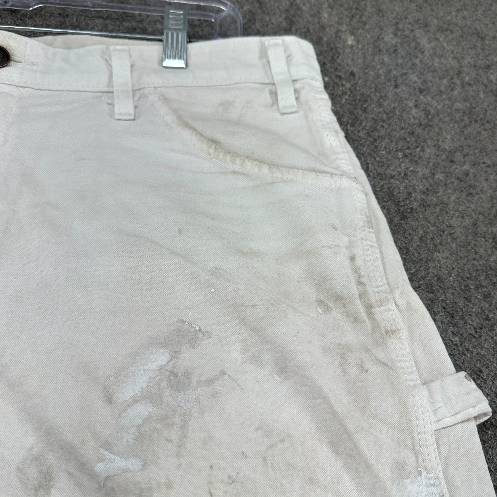 Dickies VINTAGE Dickies Shorts Mens 36 White Canvas Cotton Carpenter Logo Pockets 5-Pocket Design Baggy Relaxed Cargo Workwear Casual Summer Spring Fall Mens Size US 36 / EU 52 - 3 Thumbnail