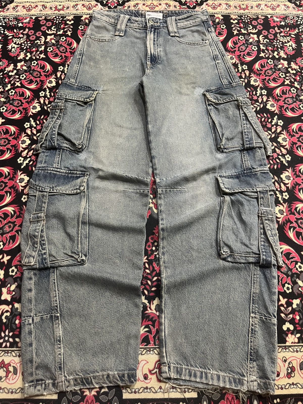 Tripp NYC Vintage Zara Tactical Cargo Grey Washed Baggy Jeans Size US 28 / EU 44 - 1 Thumbnail