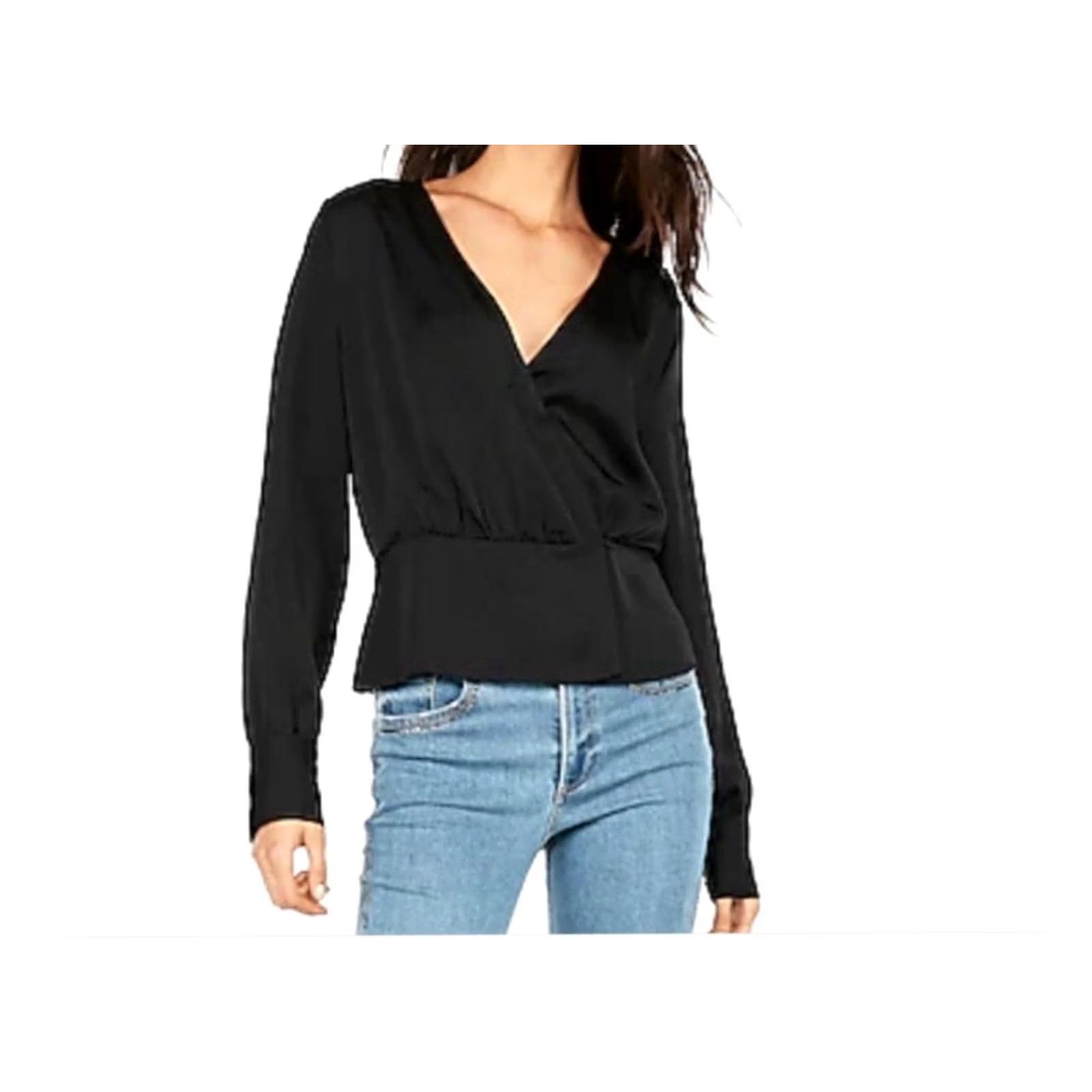 Express Express Blouse Shirt Women XL Black Surplice Wrap Front Long Sleeve with Tags Size XL / US 12-14 / IT 48-50 - 7 Thumbnail