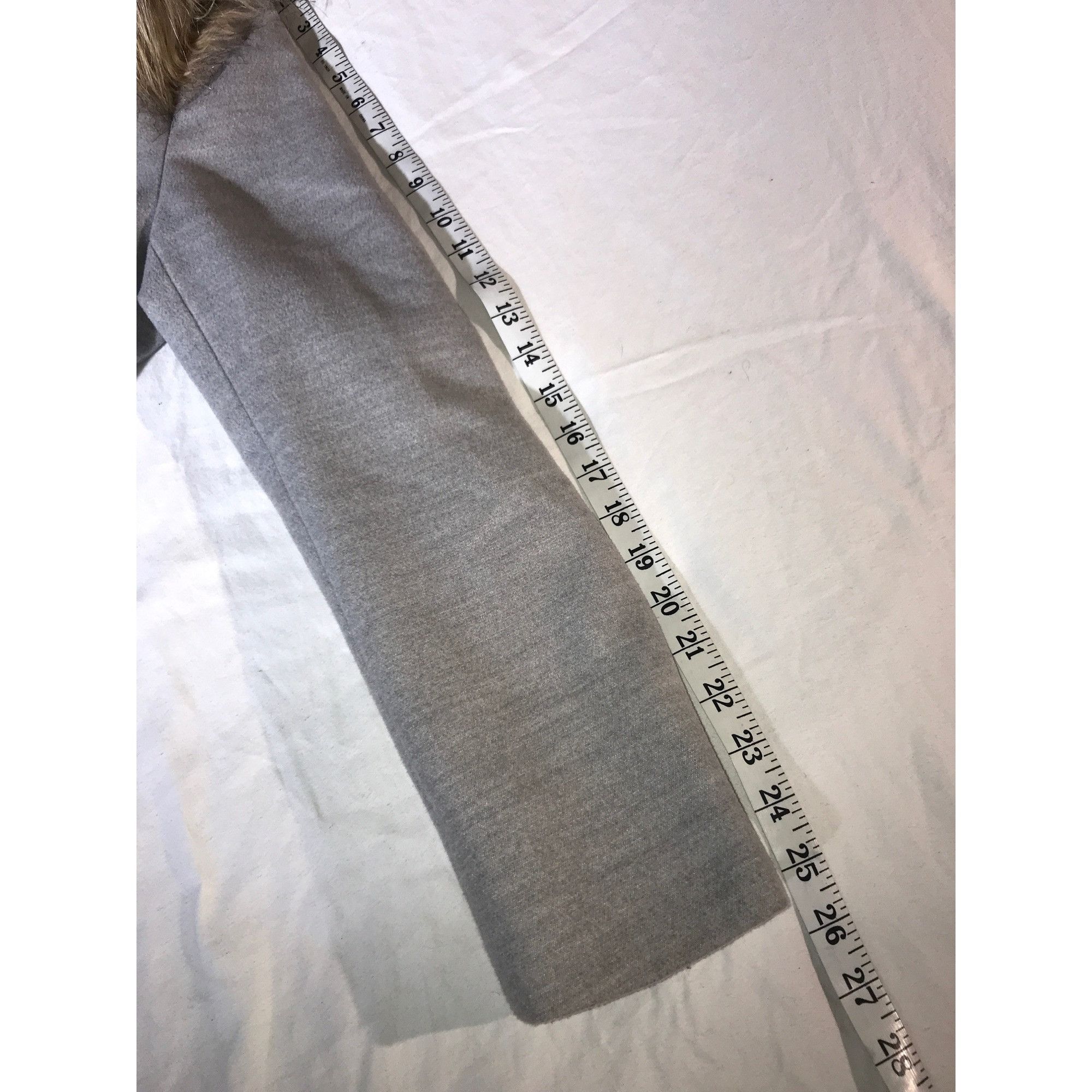 Designer Cache Cache Womens Gray Polyester Faux Fur Trim Hooded Coat Size M / US 6-8 / IT 42-44 - 7 Thumbnail